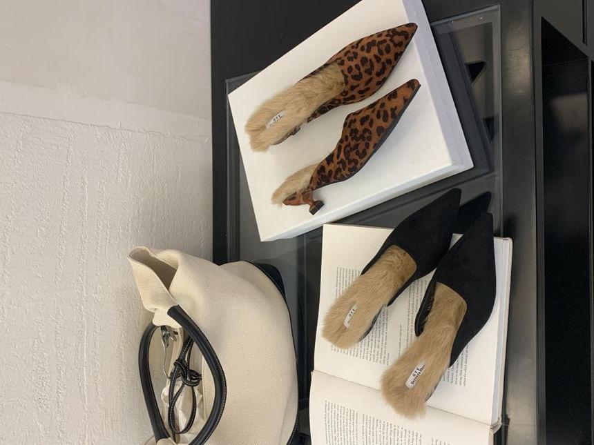 Kitten Heel Pointed Toe Fleece-Lined Mules Product Image