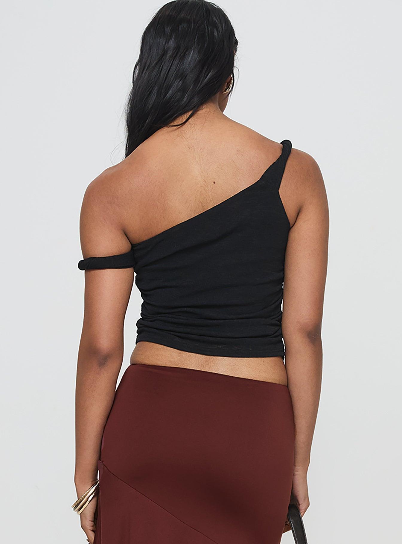 Messenger One Shoulder Top Black Product Image