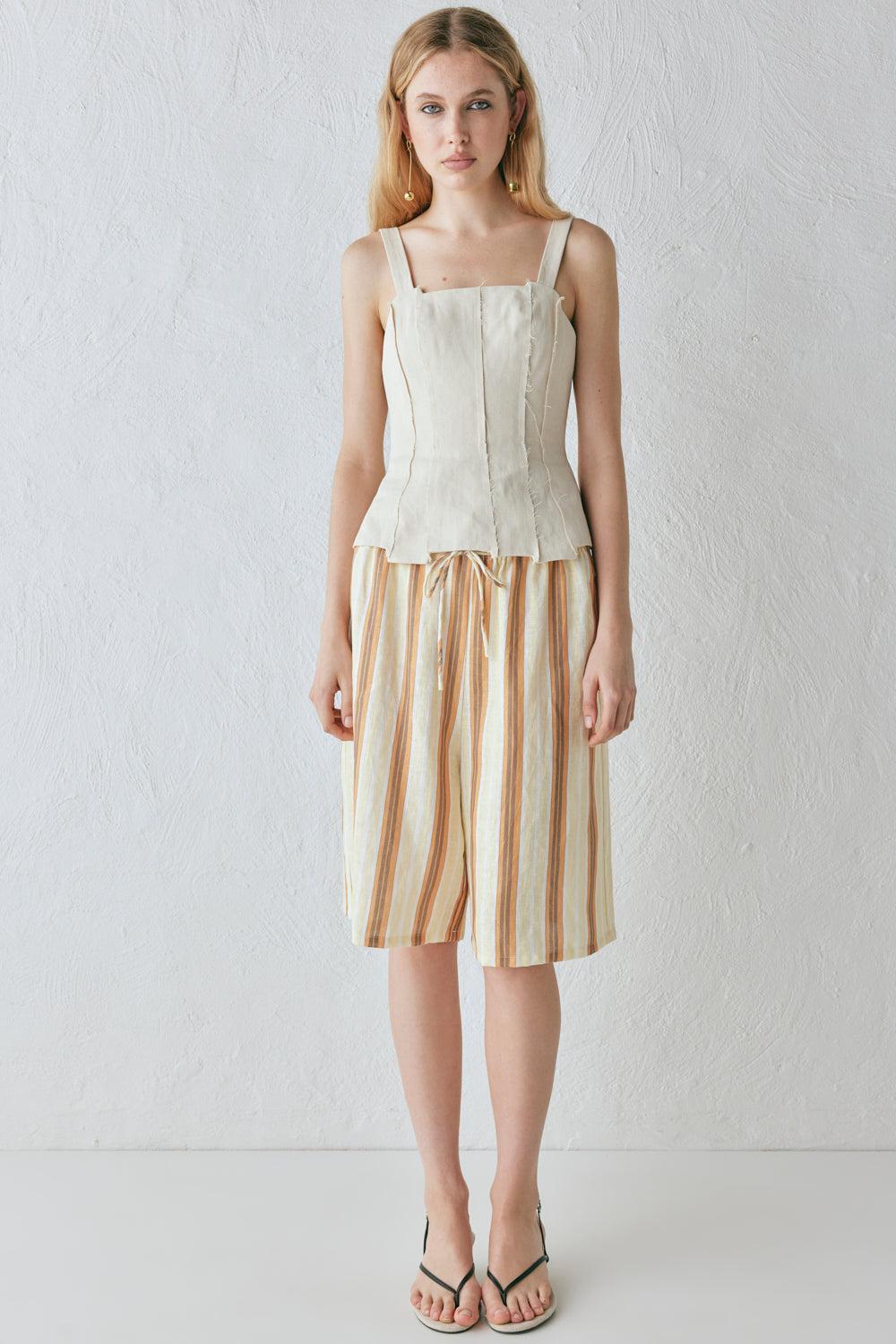 Ama Linen Bermuda Shorts Stripe Product Image