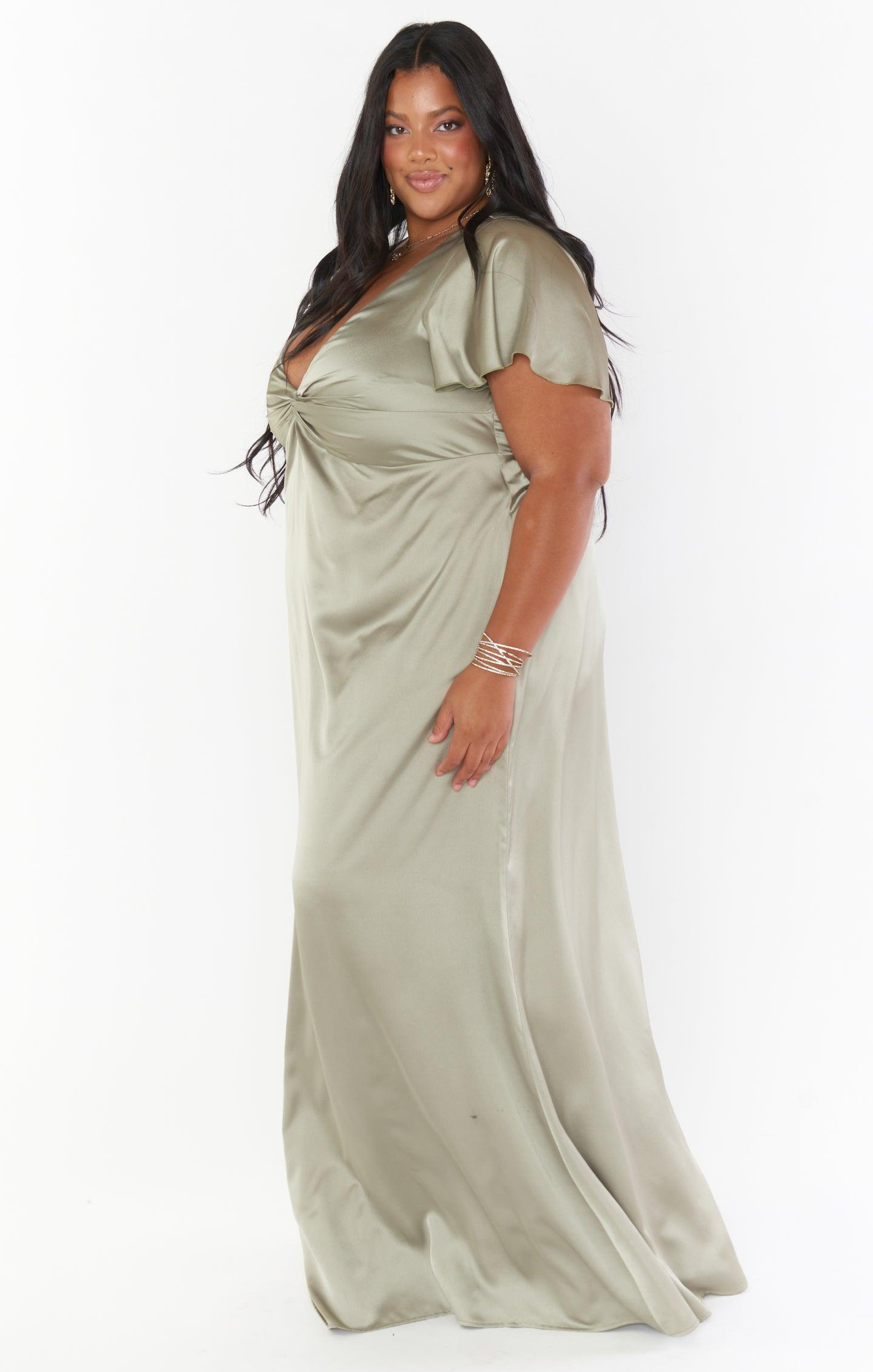 Rome Twist Gown ~ Moss Green Luxe Satin Product Image