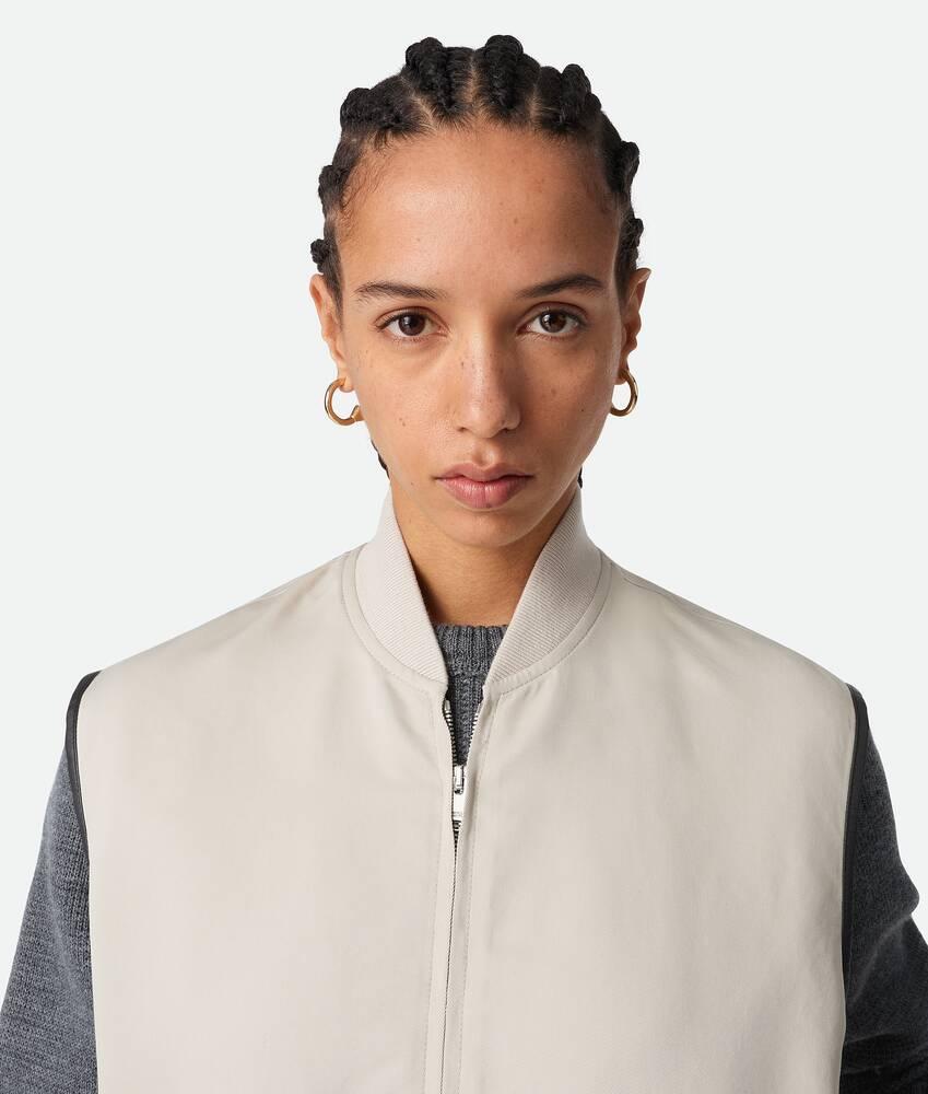 Women's Silk And Cotton Twill Gilet in Grey putty Product Image
