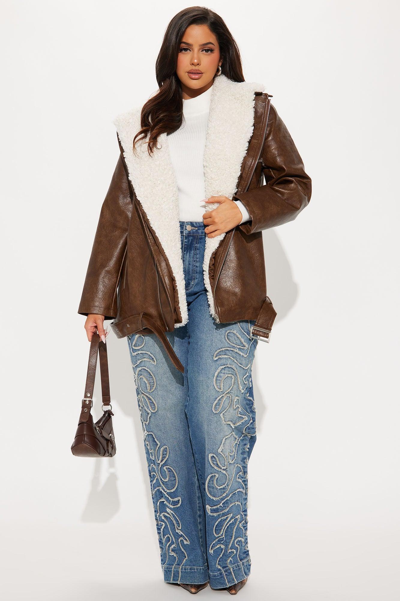 Bet On It Oversized Washed Moto Jacket - Brown Product Image