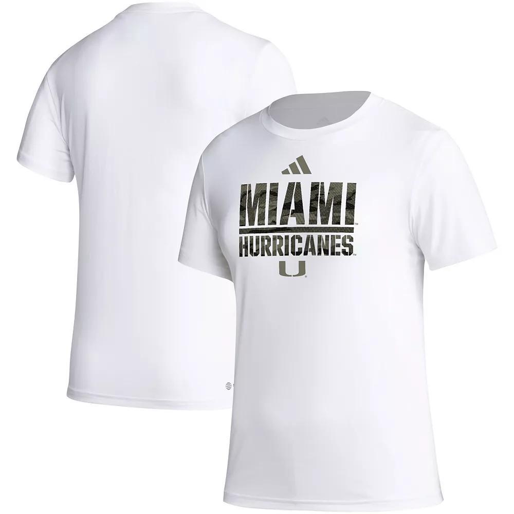 Women's adidas White Miami Hurricanes AEROREADY Military Appreciation Pregame T-Shirt, Size: Medium Product Image