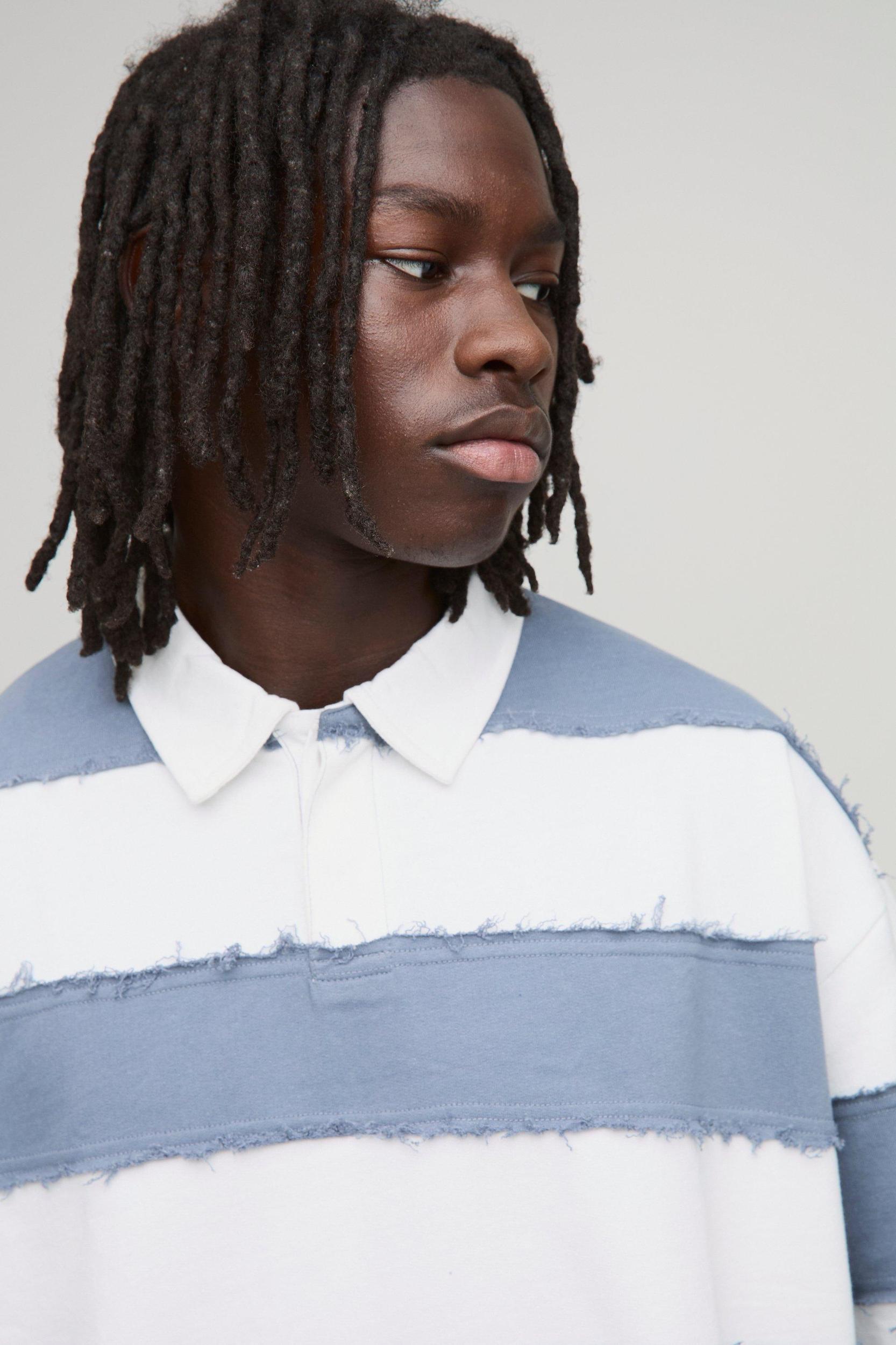 Oversized Boxy Distressed Short Sleeve Rugby Polo | boohooMAN USA Product Image