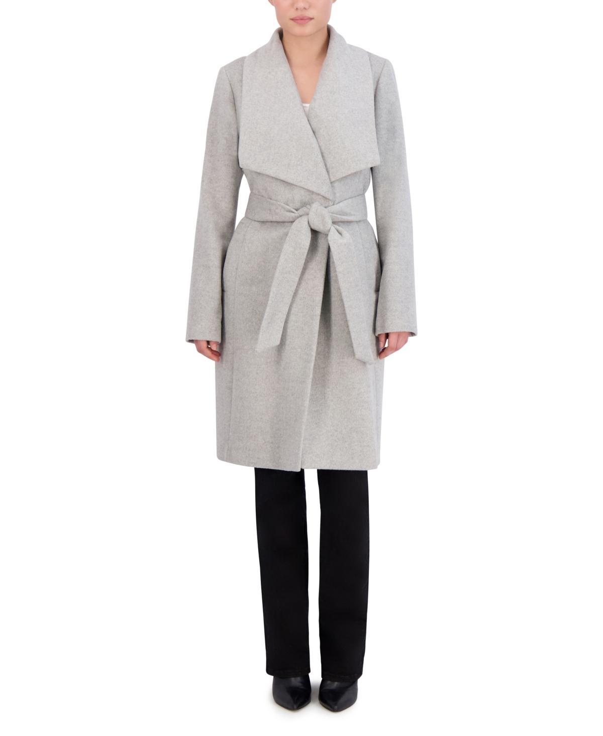 Cole Haan Womens Long Wool Wrap Coat - Black Size 10 Product Image