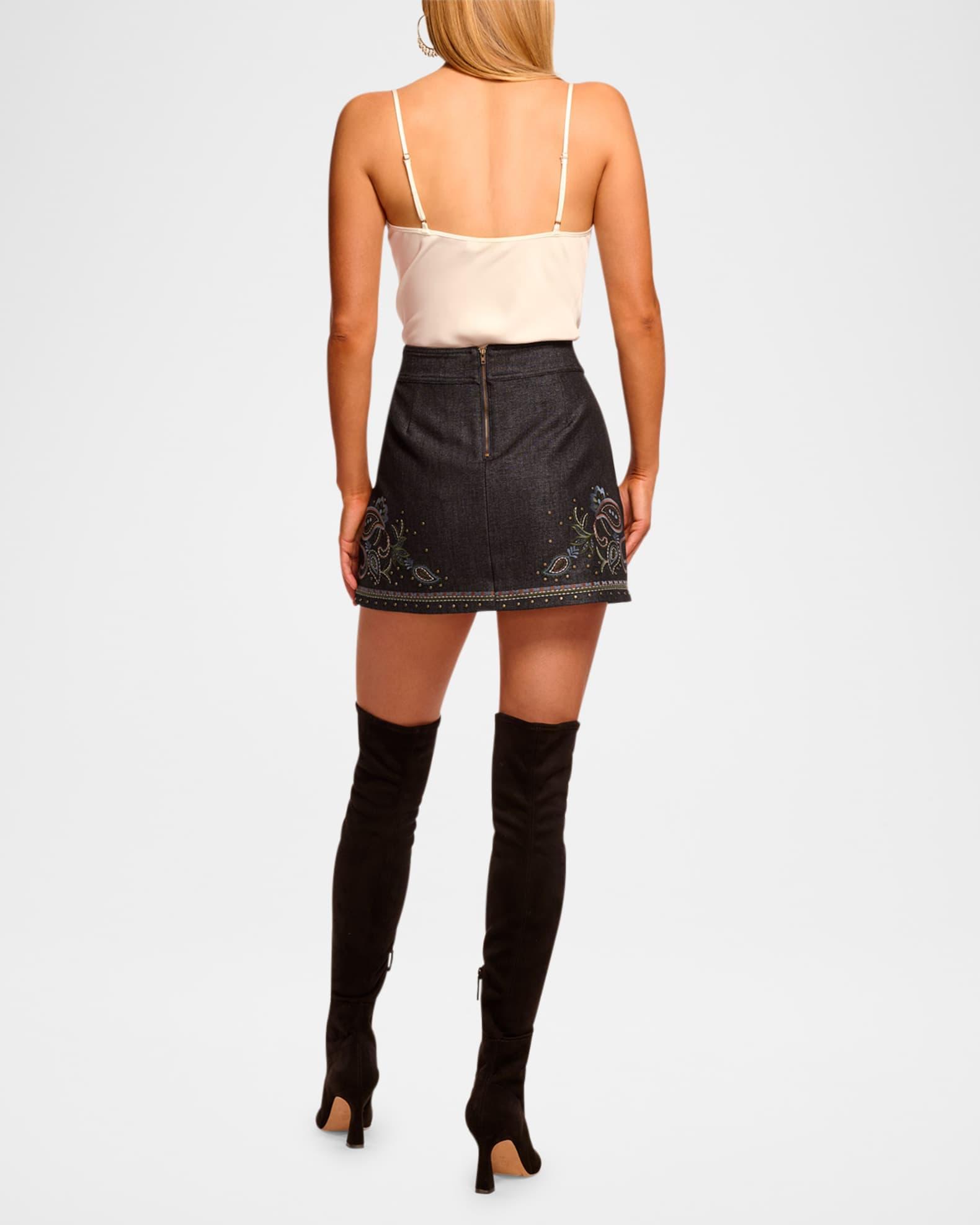 Lauren Embroidered Denim Mini Skirt Product Image