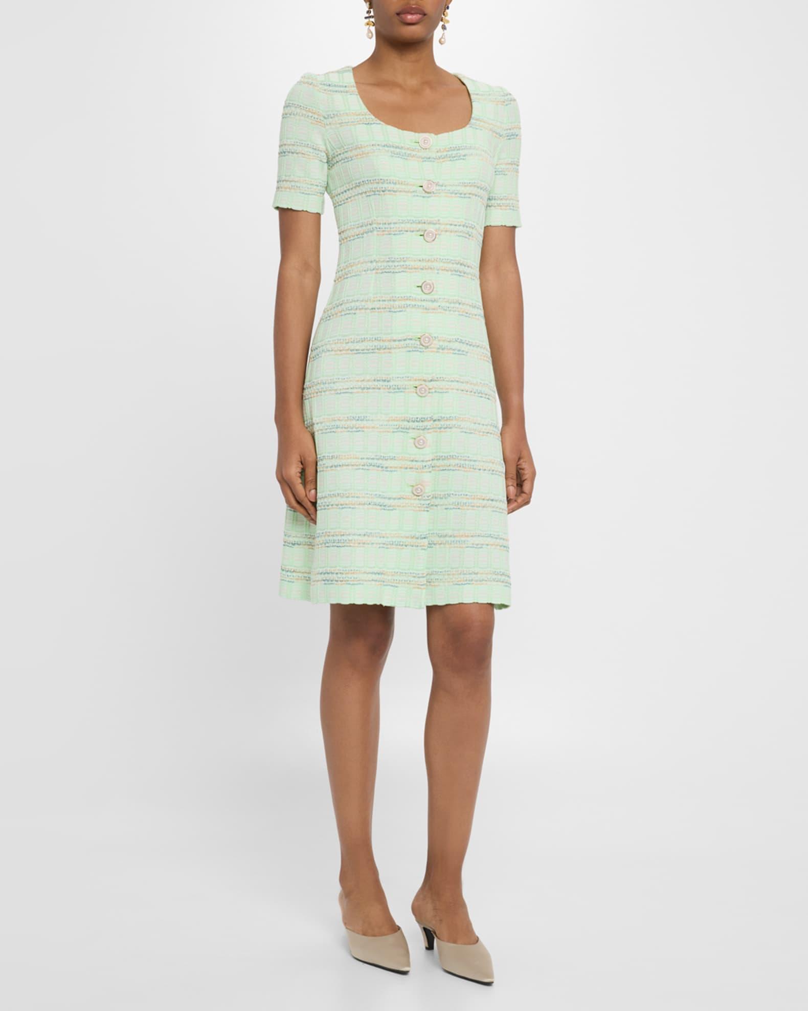 Textured Plaid Knit Sweater Dress Product Image