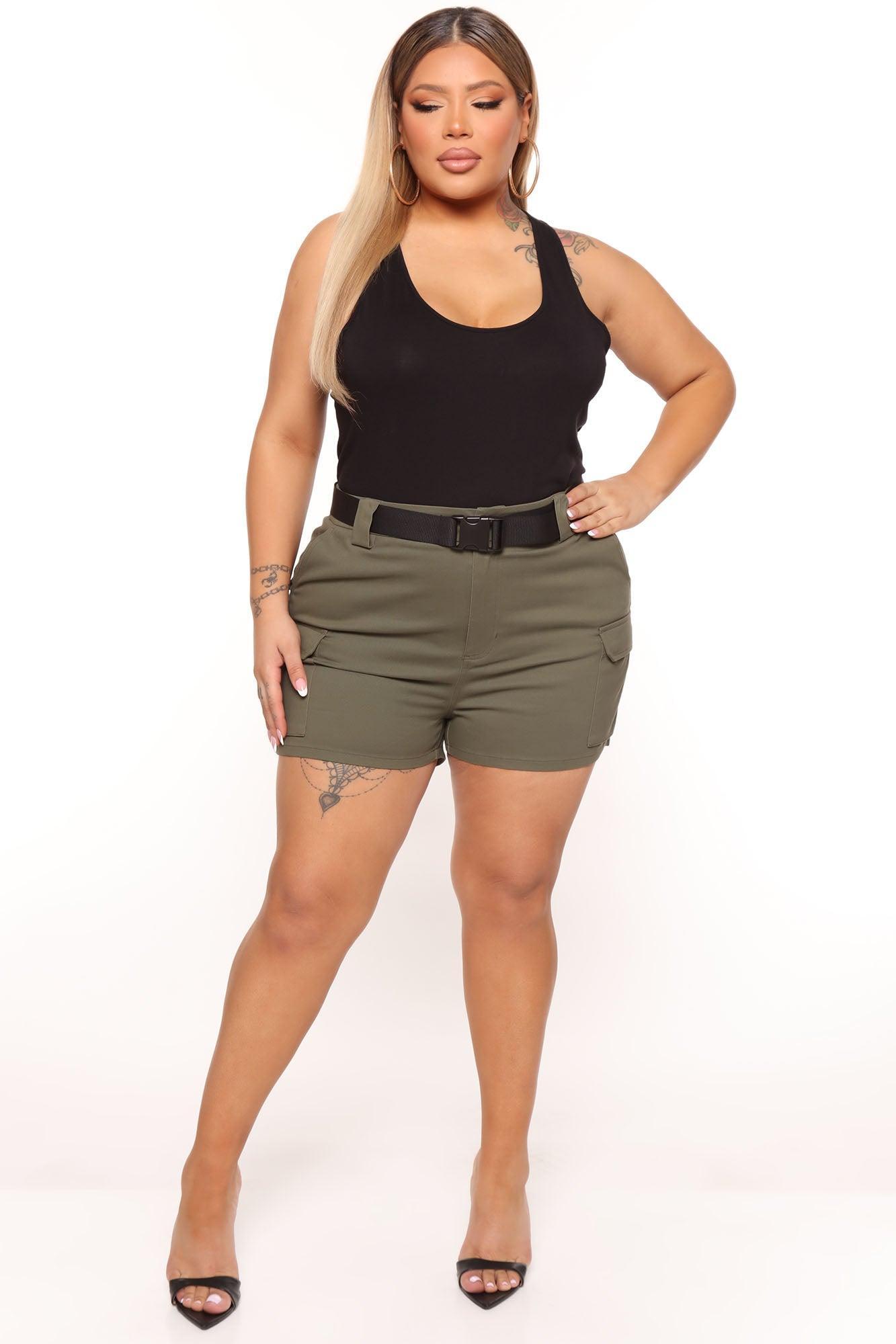Buckle Up Cargo Shorts - Olive Product Image