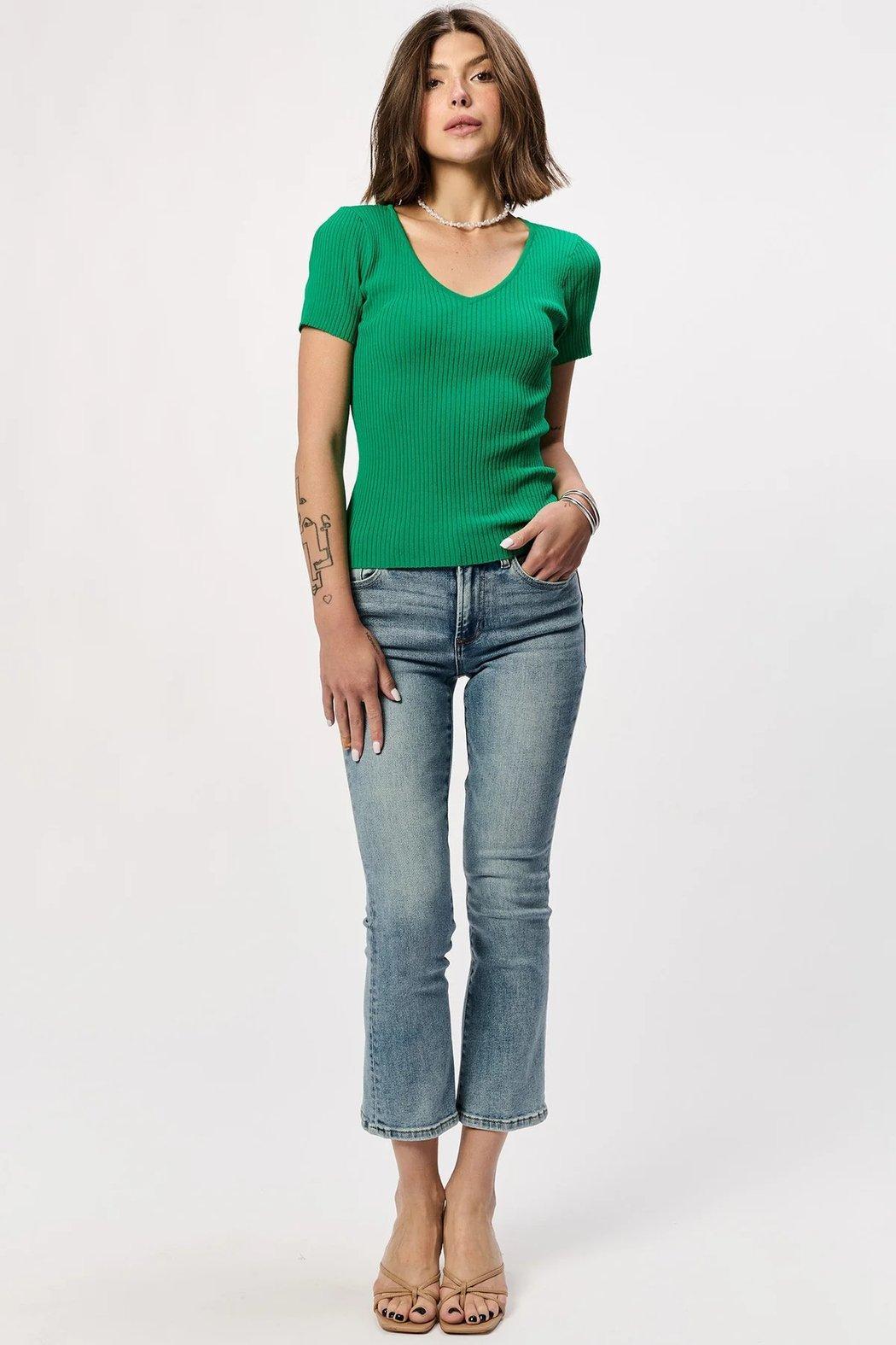 Rhiannon V Neck Rib Top Product Image