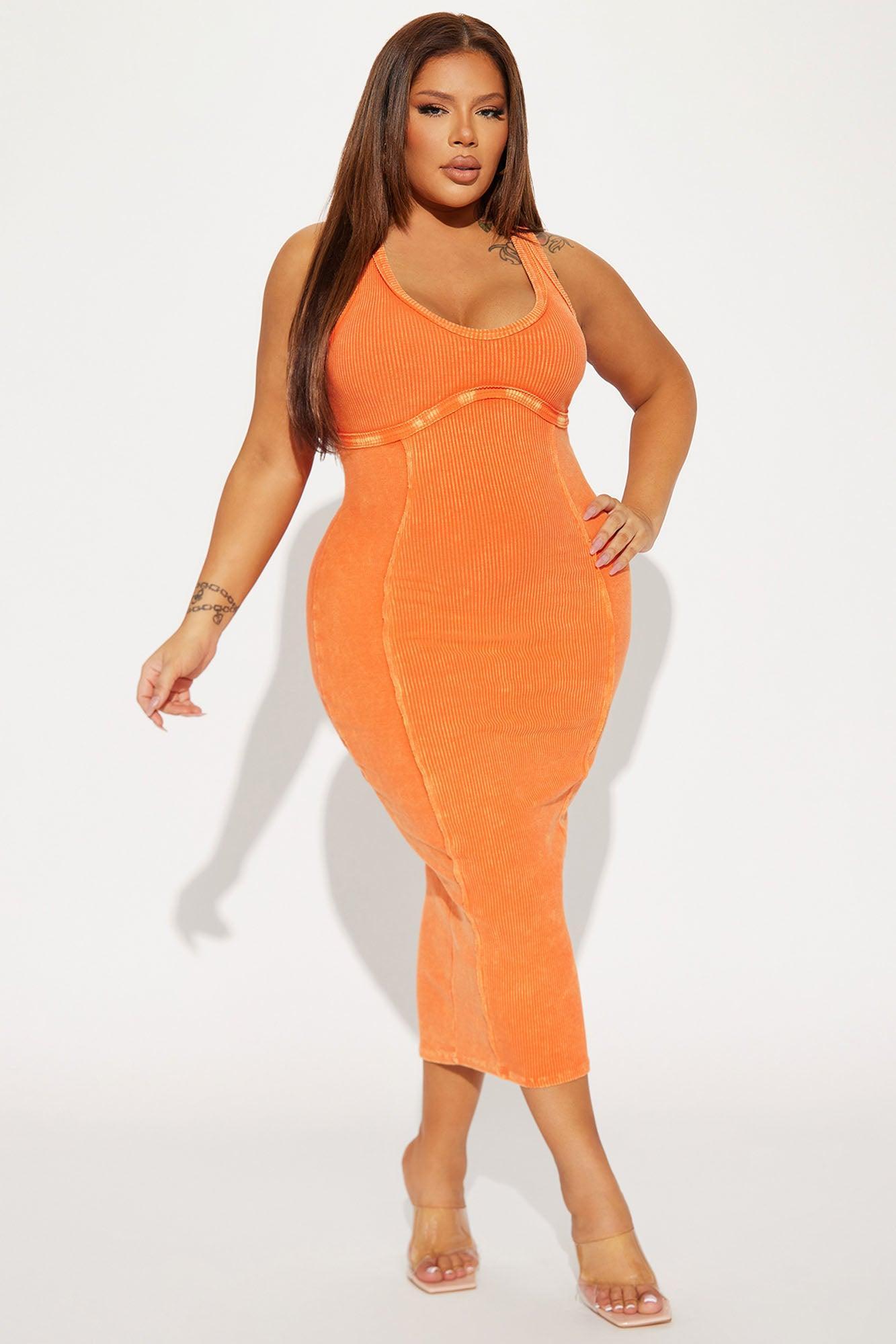 Sun Kiss Mineral Wash Midi Dress - Orange Product Image