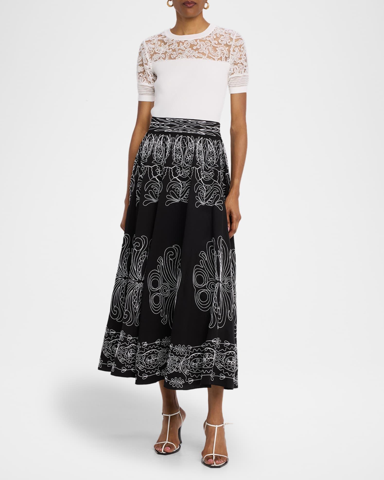 The Stephanie Ribbed Embroidered-Yoke Top Product Image
