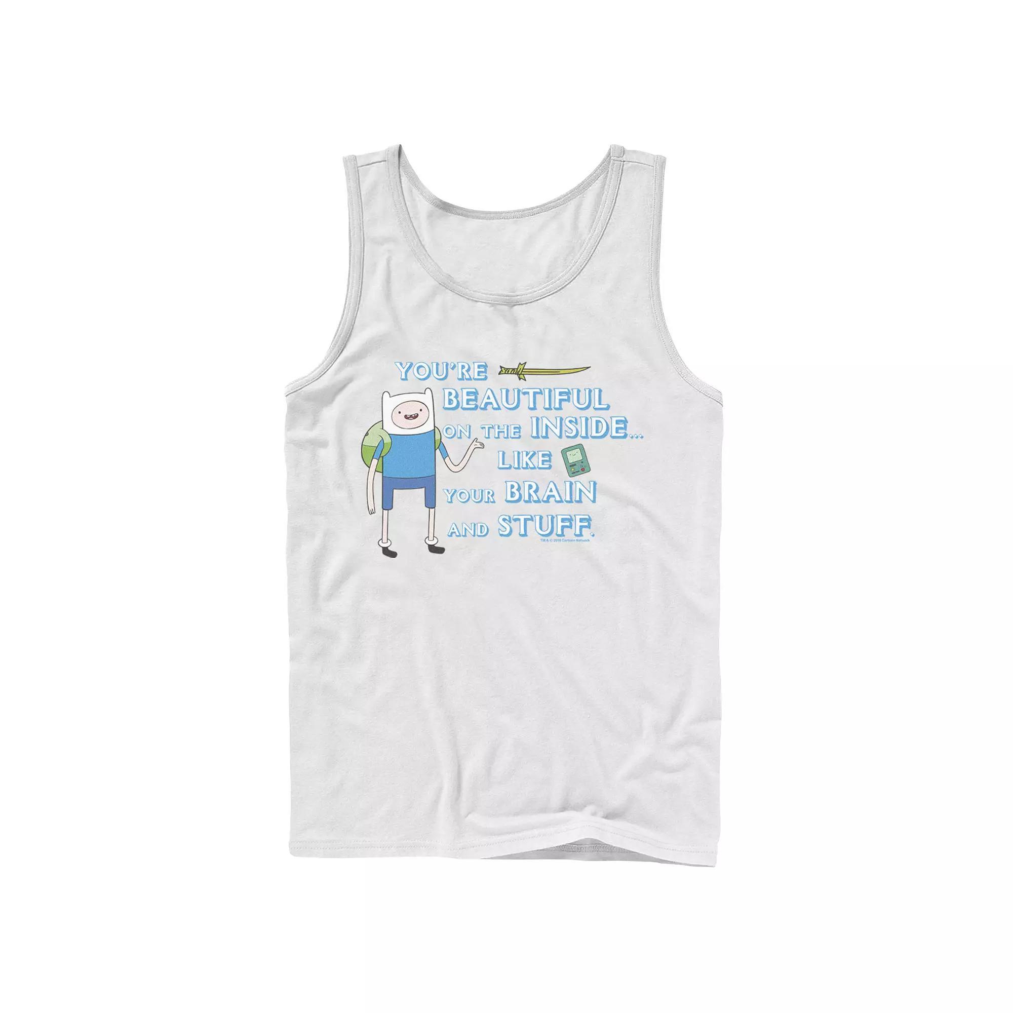 Men's Adventure Time Finn You're Beautiful On The Inside Portrait Tank Top, Size: Large, White Product Image