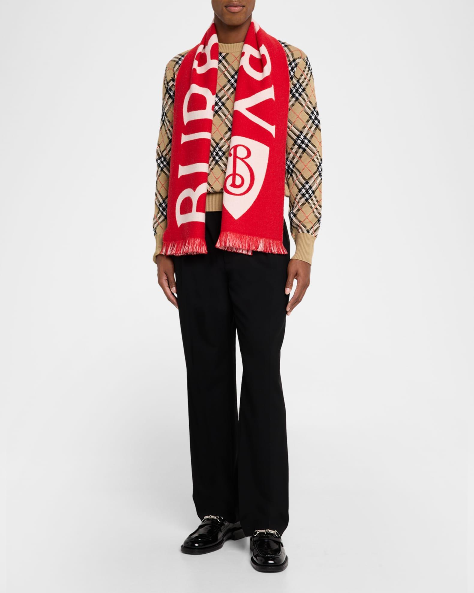 Men's Logo Text with Shield Wool-Blend Scarf Product Image