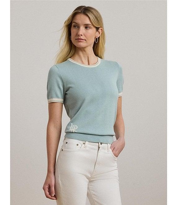Lauren Ralph Lauren Knit Round Neck Short Sleeve Sweater Product Image