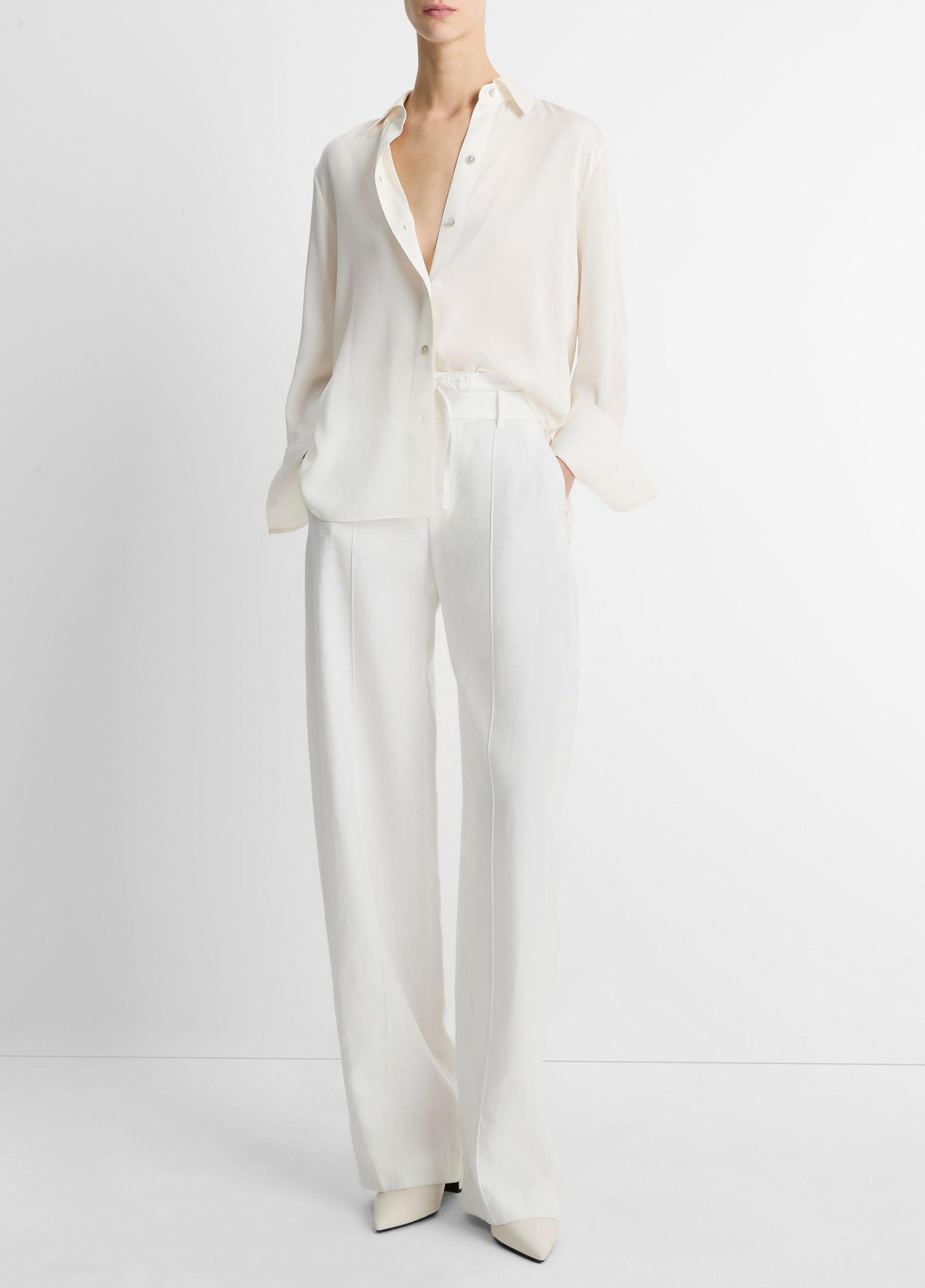 Stretch-Silk Button-Front Blouse Product Image