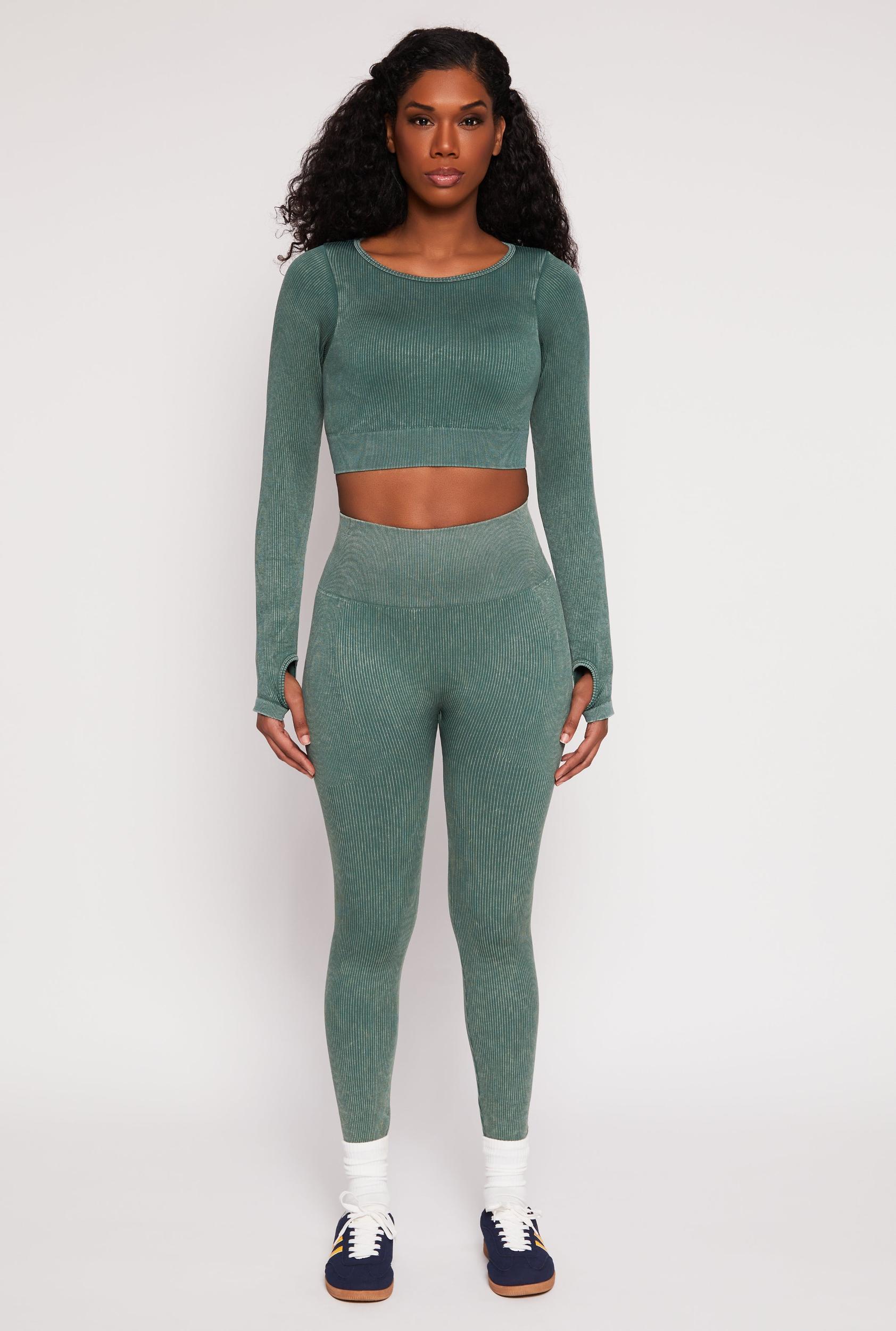 Womens Daisy Ribbed Knit Active Leggings Product Image