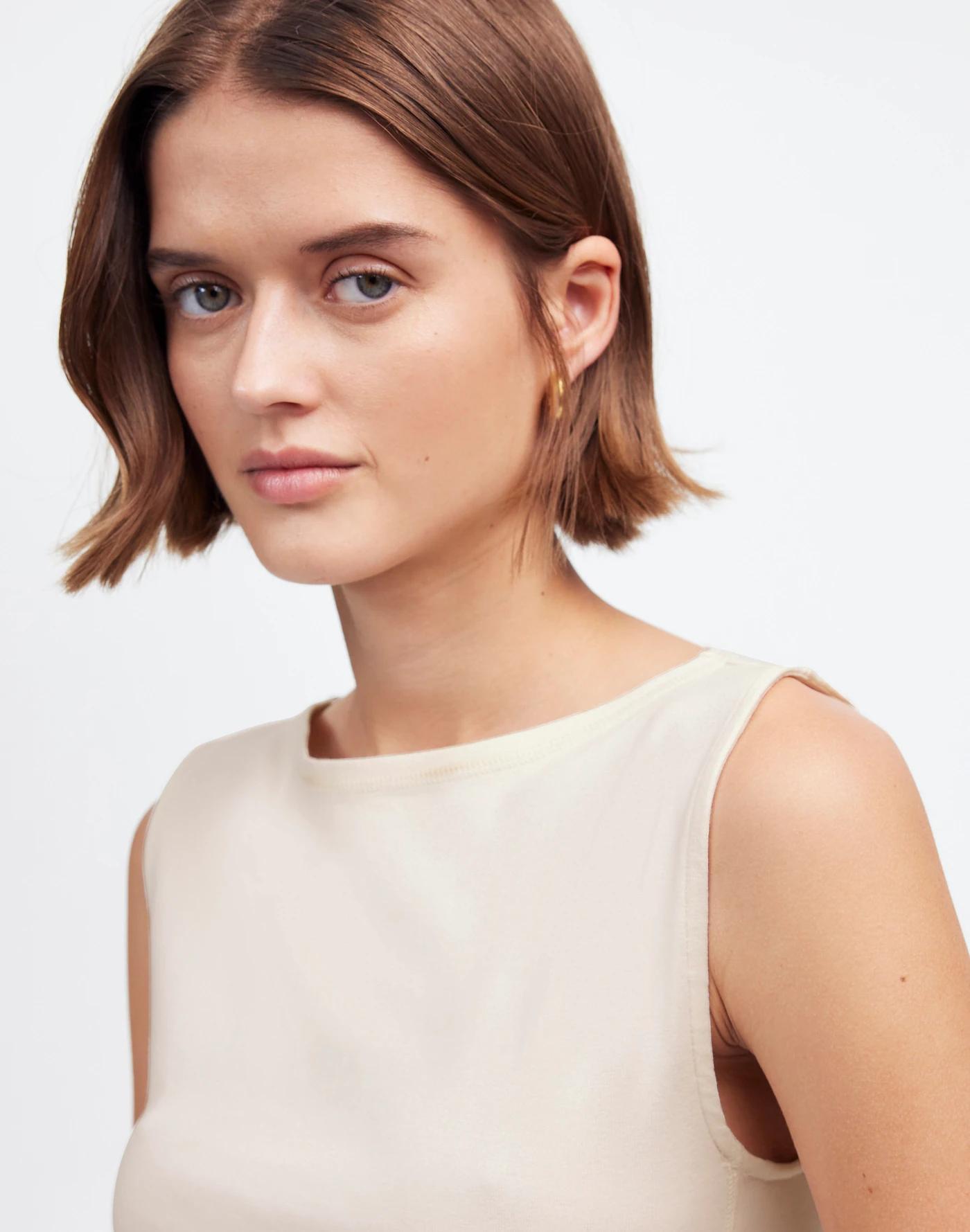 Sleeveless Boatneck Side Slit Tee Product Image