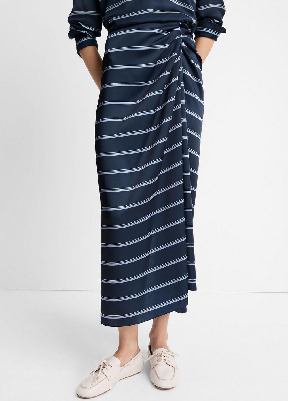 Rugby Stripe Satin Gathered Skirt Product Image
