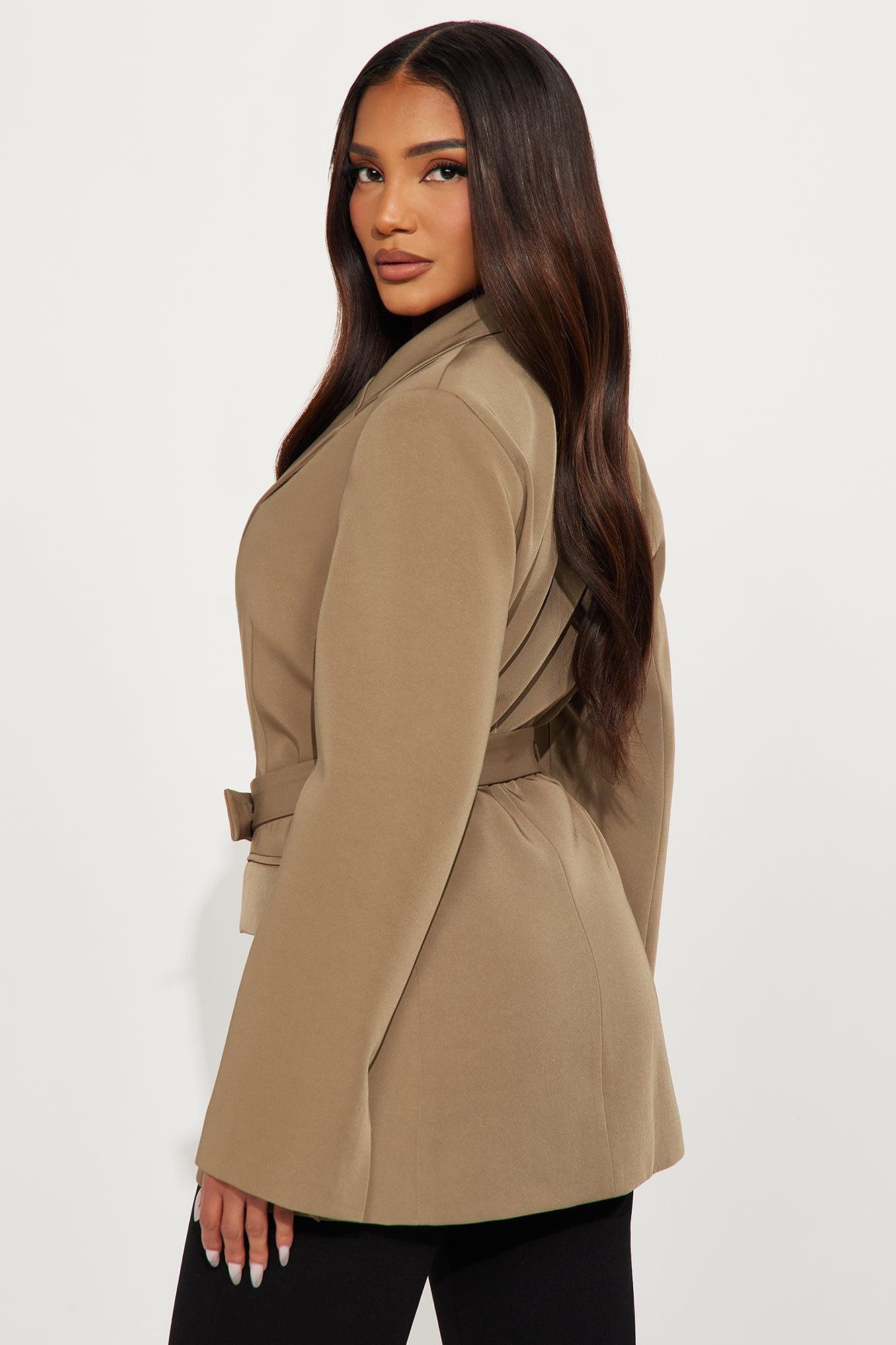 Coming Around Belted Blazer - Olive Product Image