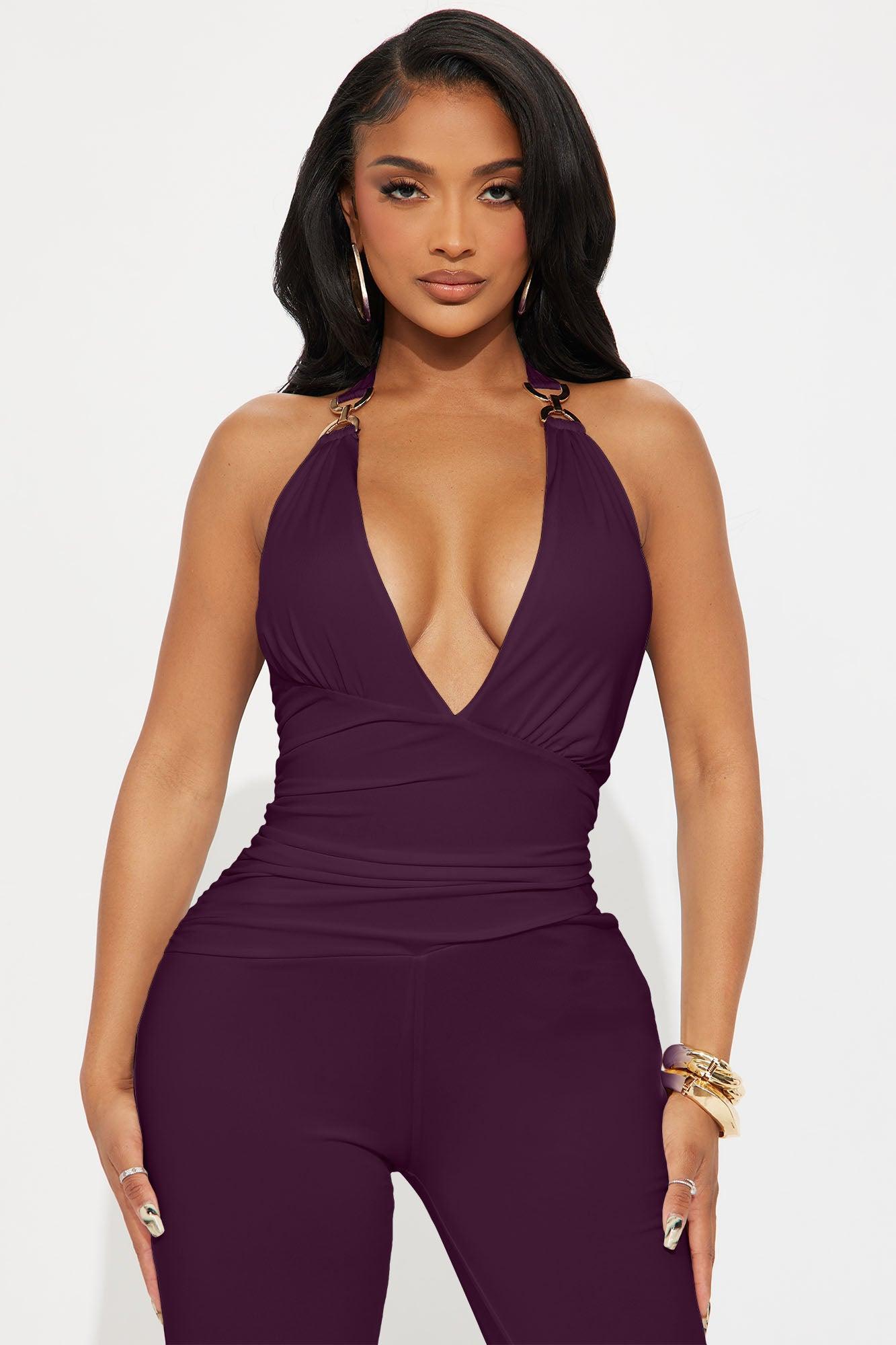 Mariana Flare Leg Jumpsuit - Plum Product Image