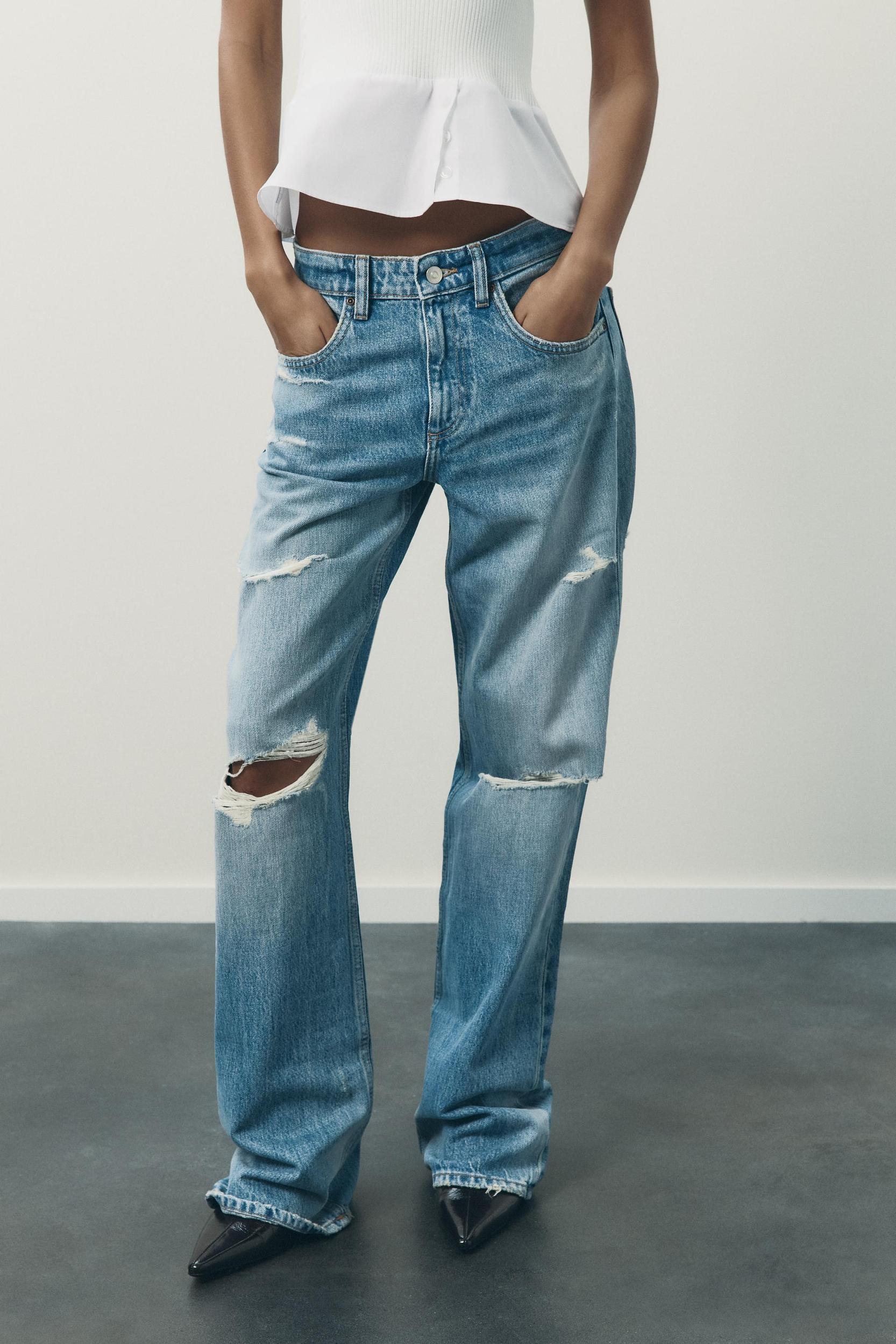 TRF MID-RISE RIPPED JEANS Product Image