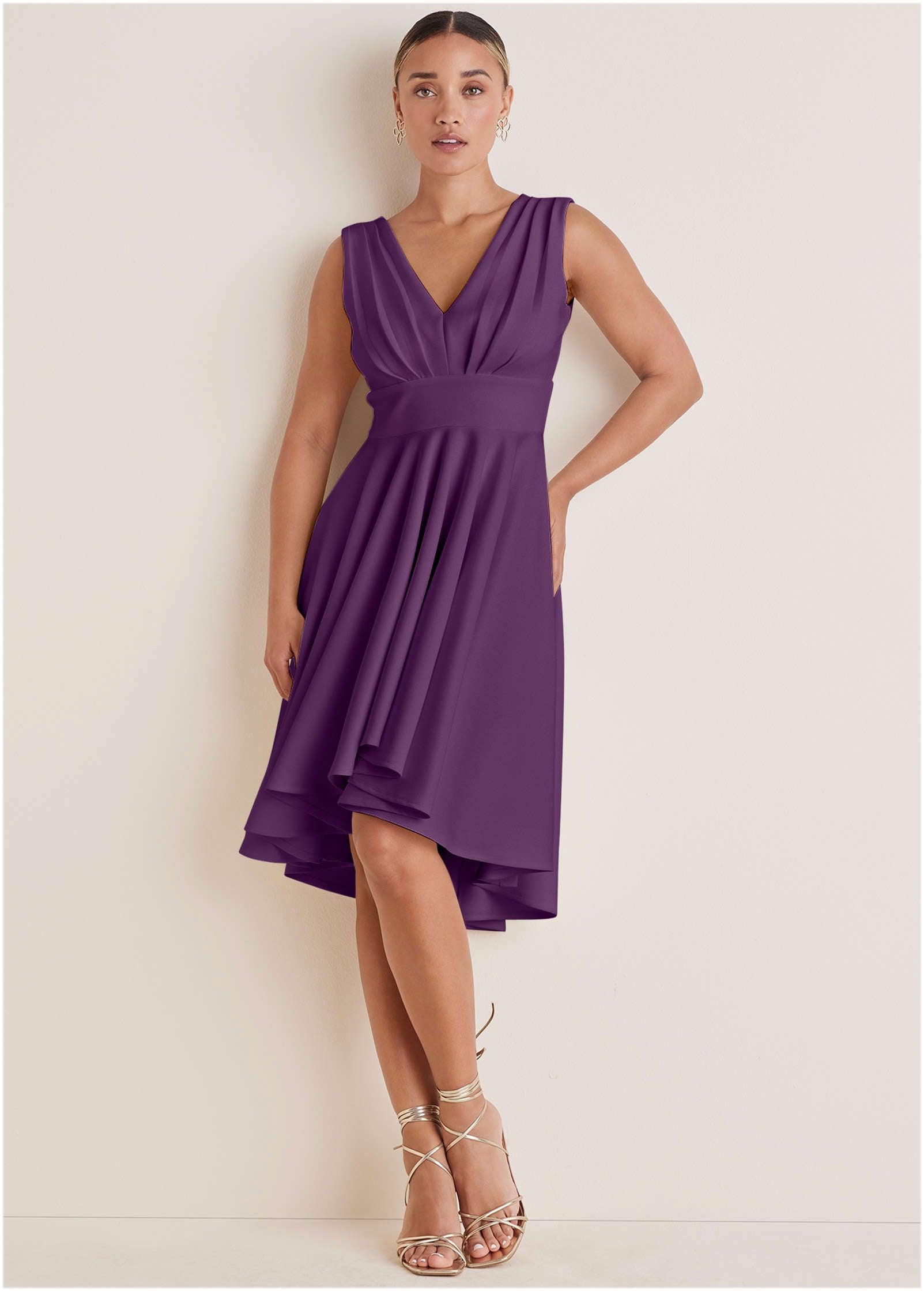 Ruffle High-Low Dress  - Purple Product Image