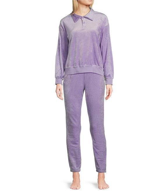 PJ Salvage Solid Silky Velour Long Sleeve Notch Collar Coordinating Pullover Product Image