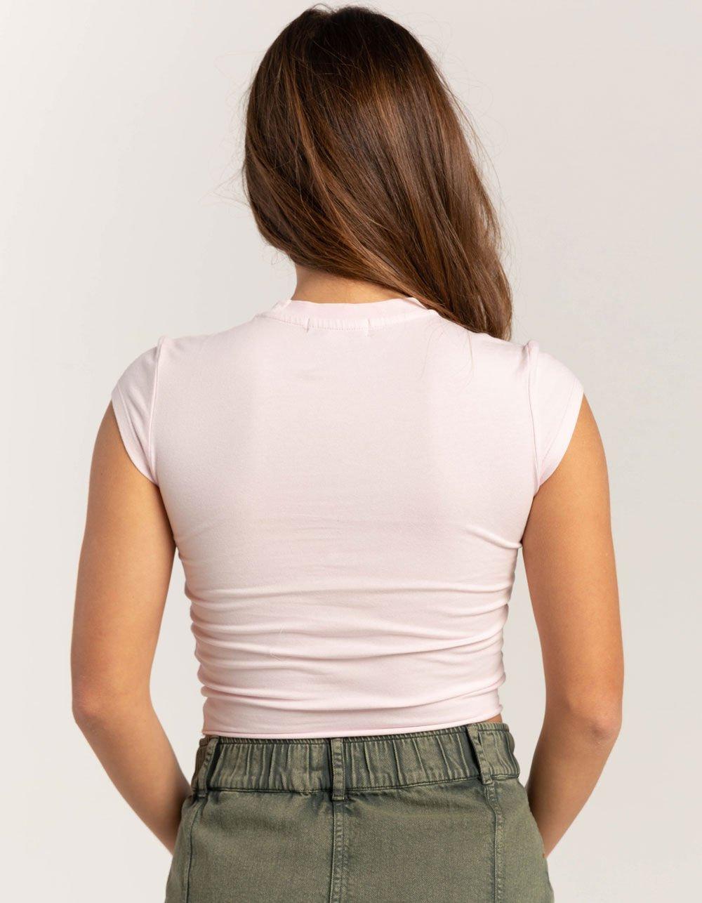 RSQ Womens Too Pretty For A Job Baby Tee - PINK Product Image