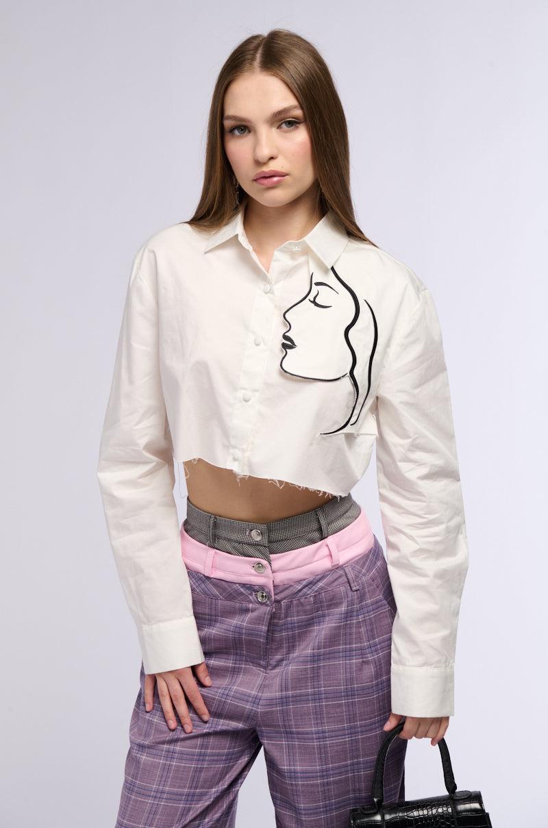 DONT STOP JUST YET BUTTON DOWN BLOUSE Product Image