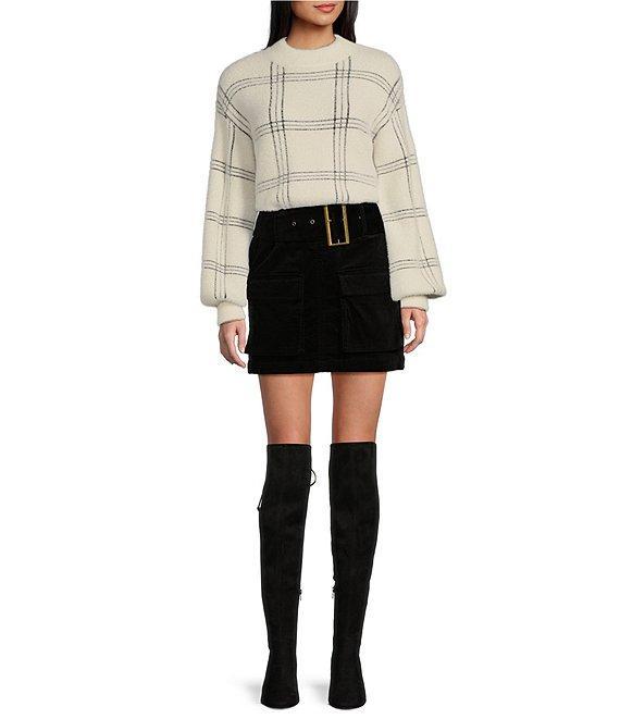 C&V Chelsea & Violet Plaid Eyelash Sweater Product Image
