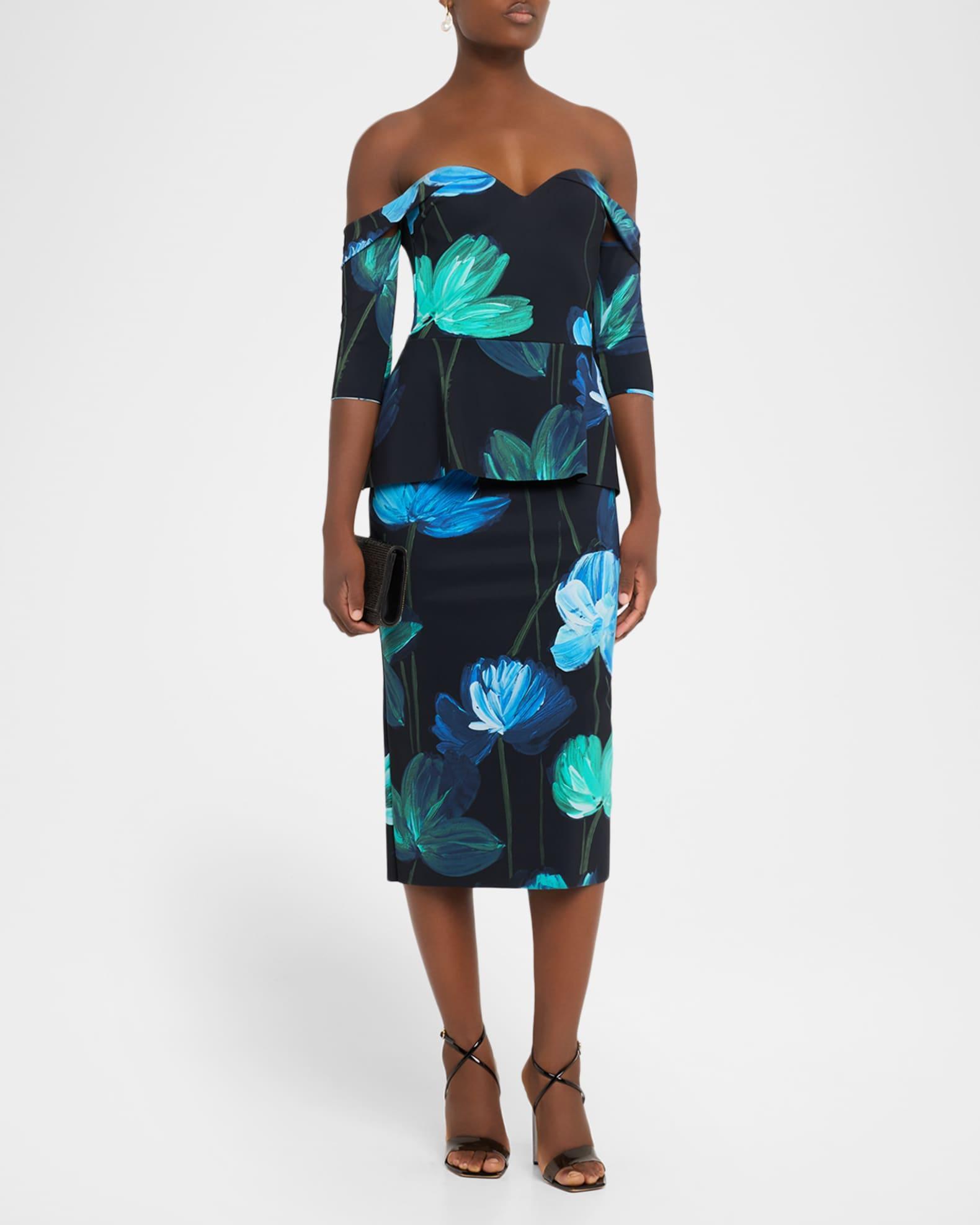 Off-Shoulder Bodycon Peplum Midi Dress Product Image