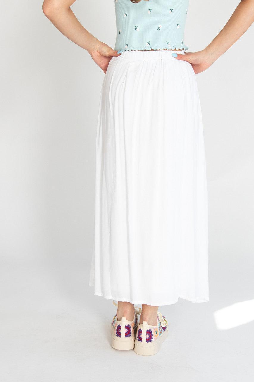 White Button Front Maxi Skirt Product Image