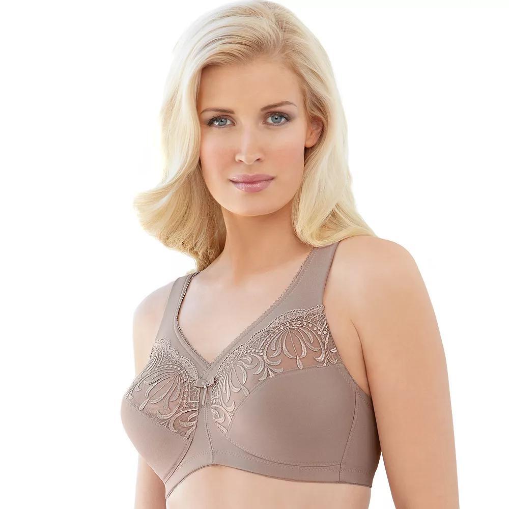Glamorise Bra: MagicLift Embroidered Full-Figure Bra 1016 - Women's, Size: 56 I, Brown Product Image