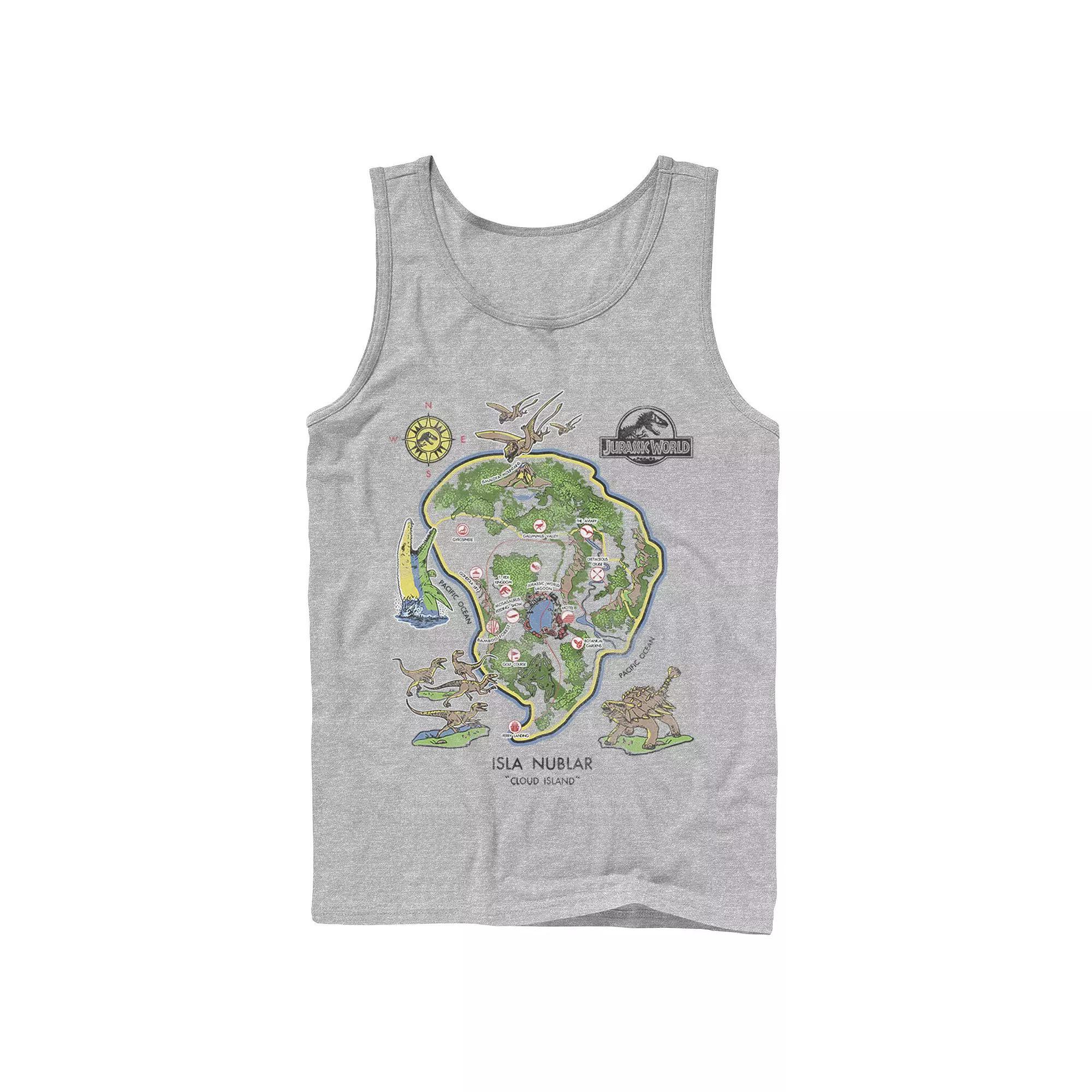 Mens Jurassic World Isla Nublar Map Tank Top Athletic Grey Product Image