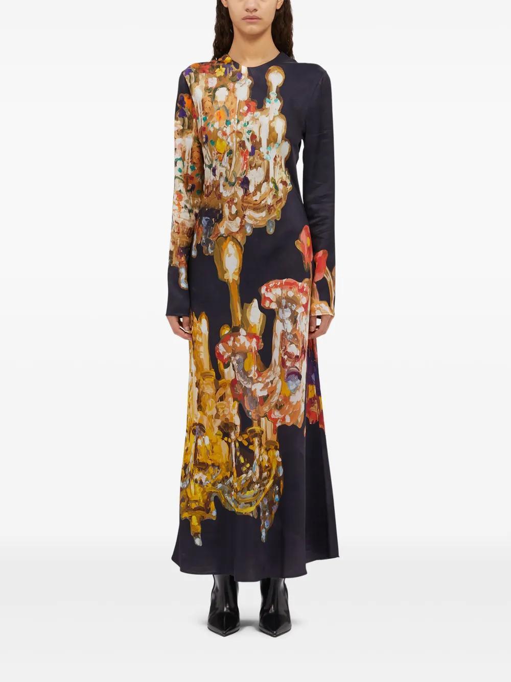 MSGM Printed Maxi Dress In Black Product Image