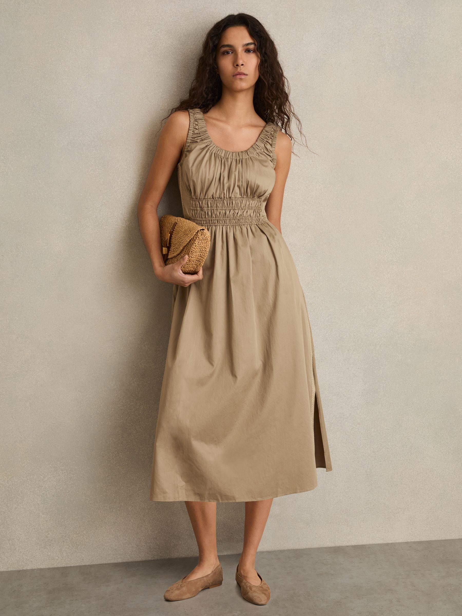 Printed Ruffle Trim Maxi Dress in Cream/Red Product Image