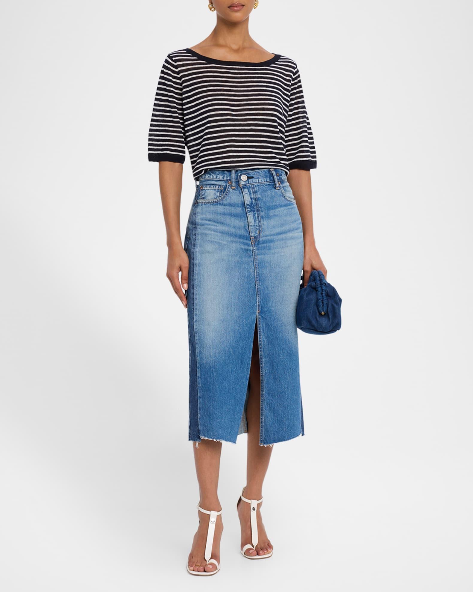 Putnam Crossover Denim Midi Skirt Product Image