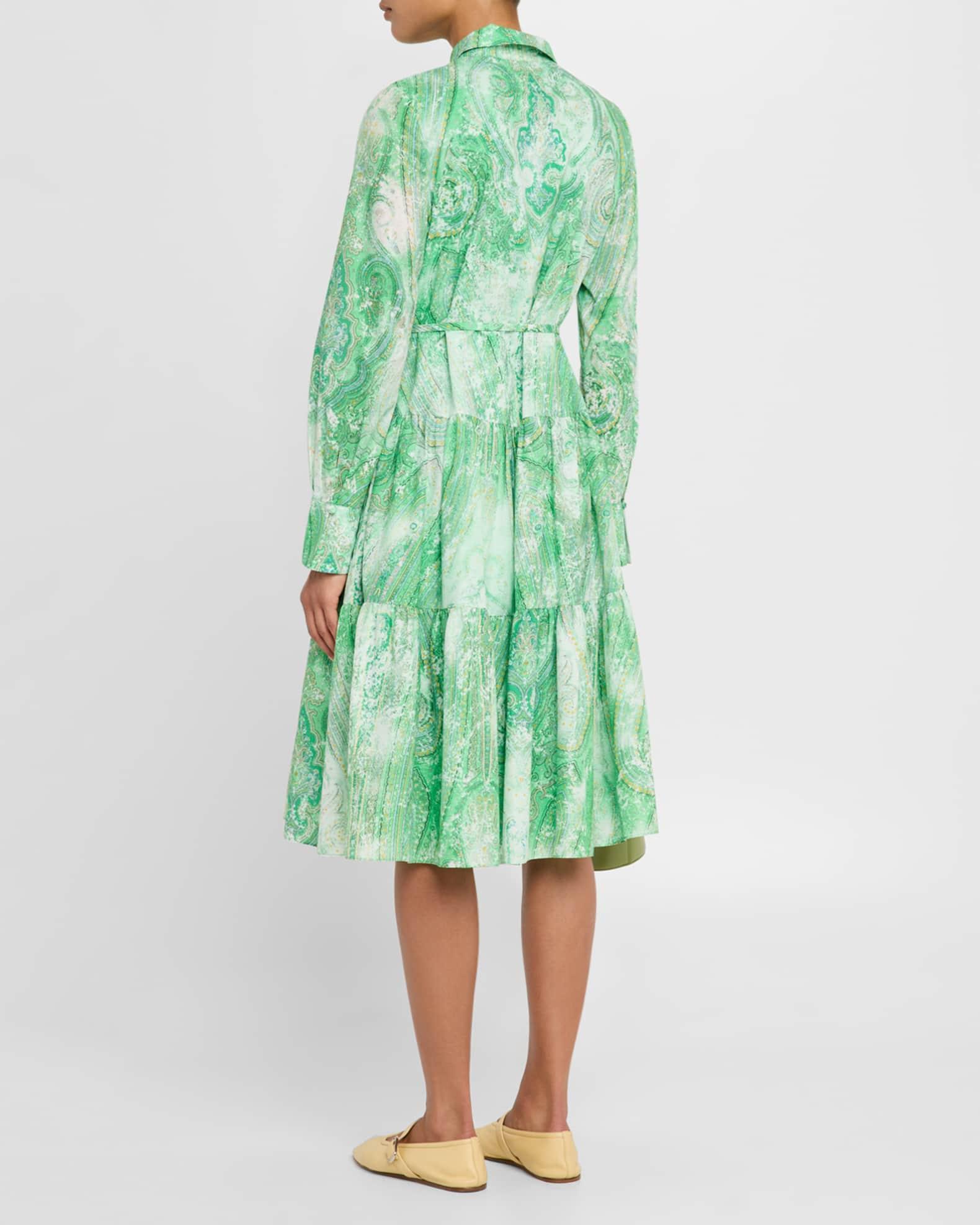 Jelani Tiered Paisley-Print Midi Shirtdress Product Image
