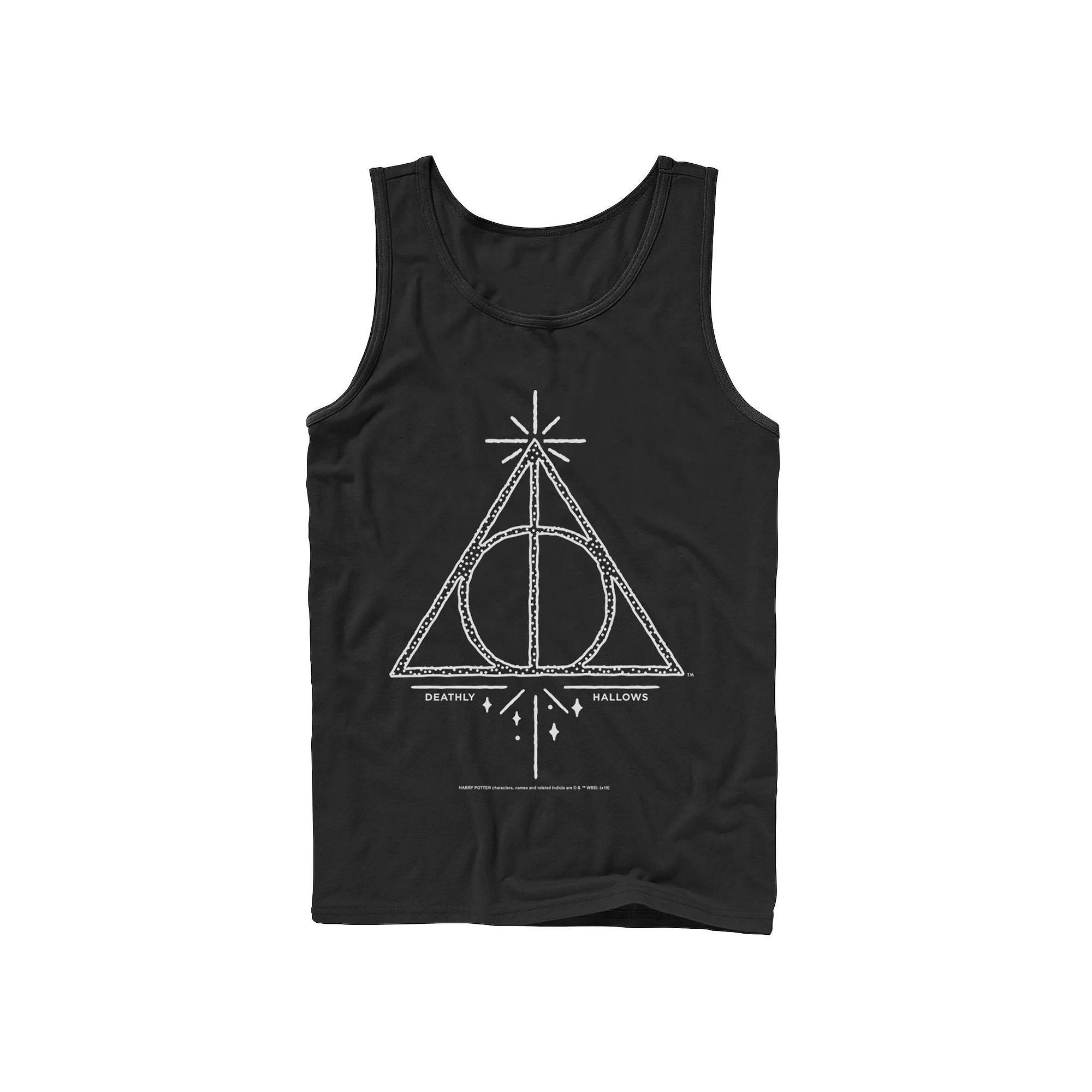 Men's Harry Potter Deathly Hallows Symbol Line Art Graphic Tank Top, Size: Large, Black Product Image