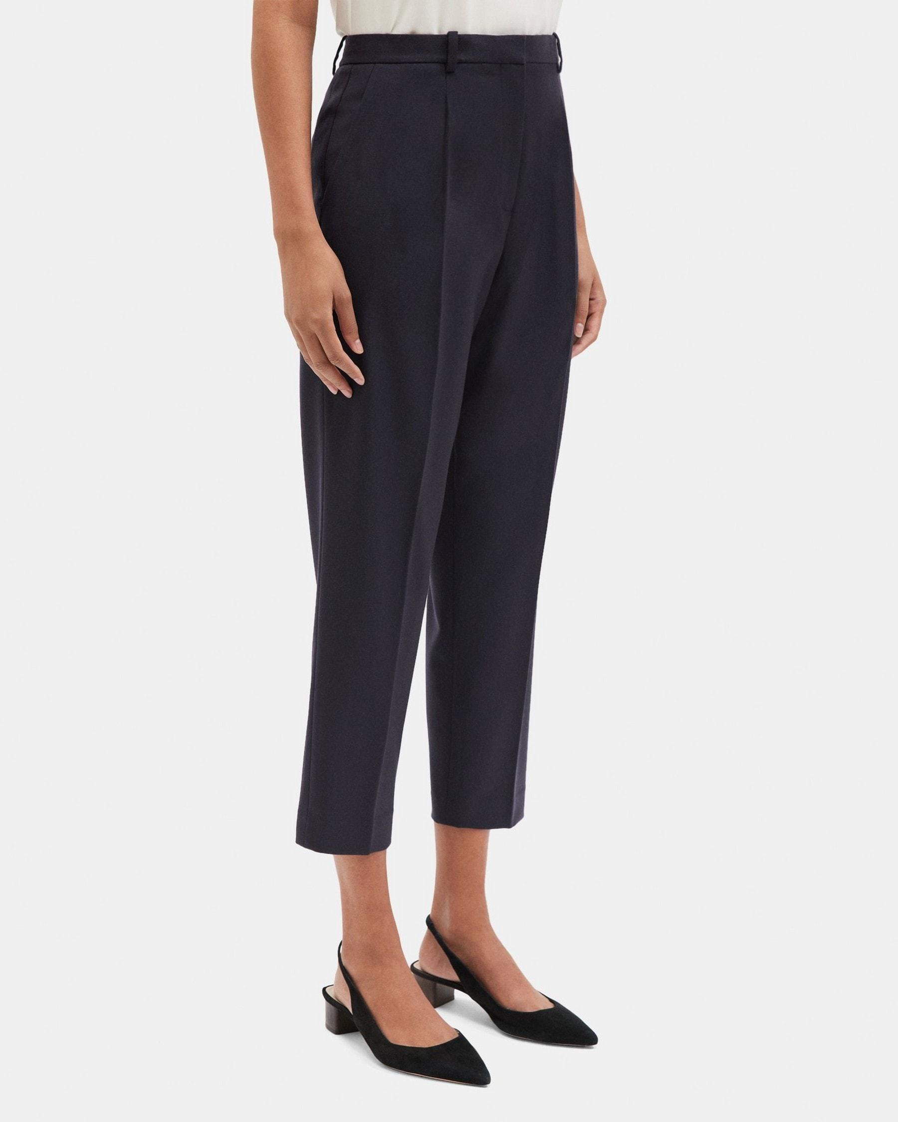 Pleated Slim Crop Pant in Wool Flannel Product Image