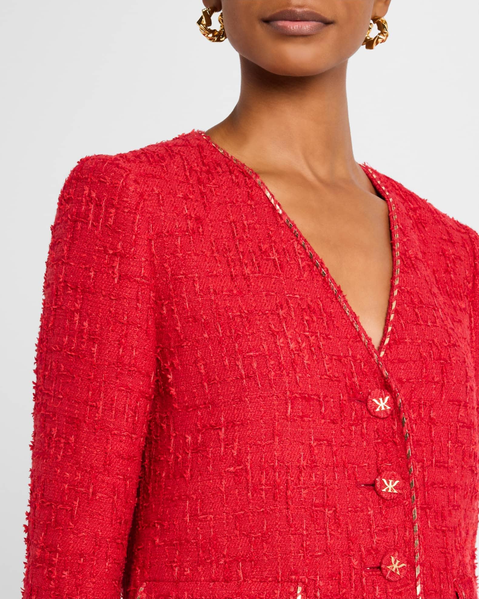 Clara Metallic-Trim Textured Tweed Jacket Product Image