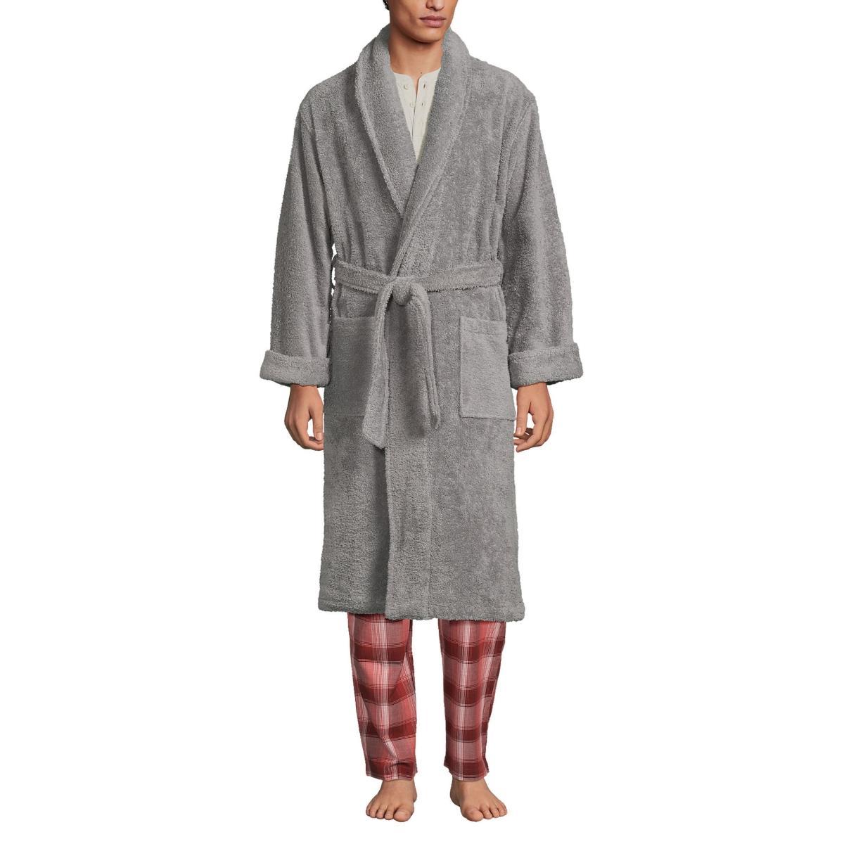Big & Tall Lands' End Calf-Length Turkish Terry Robe, Men's, Size: Medium Tall, White Product Image