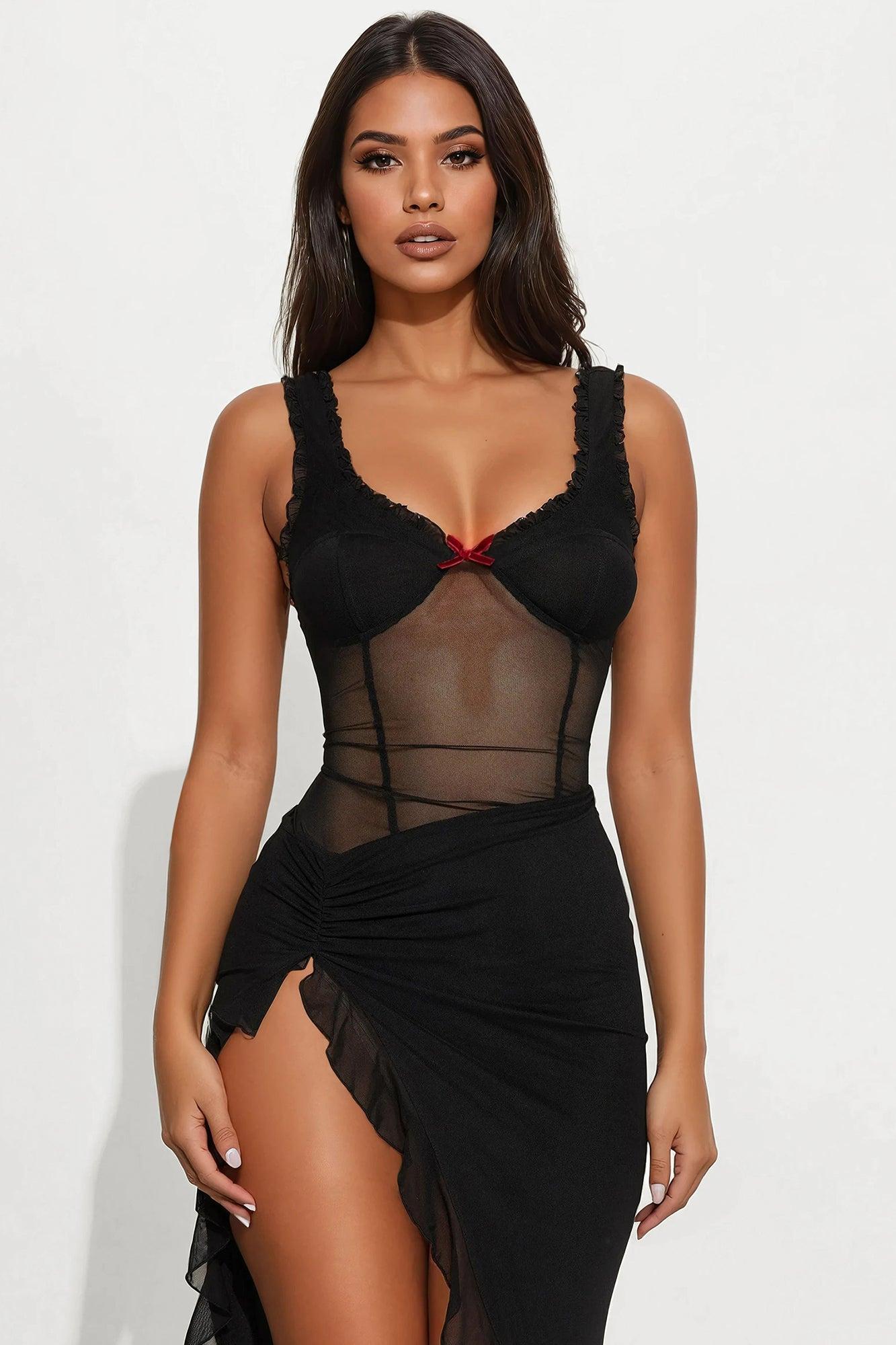 Zarina Mesh Maxi Dress - Black Product Image