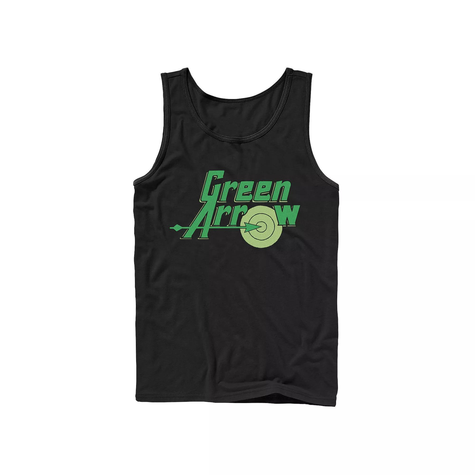 Men's DC Comics The Green Arrow Vintage Text Poster Tank Top, Size: Large, White Product Image