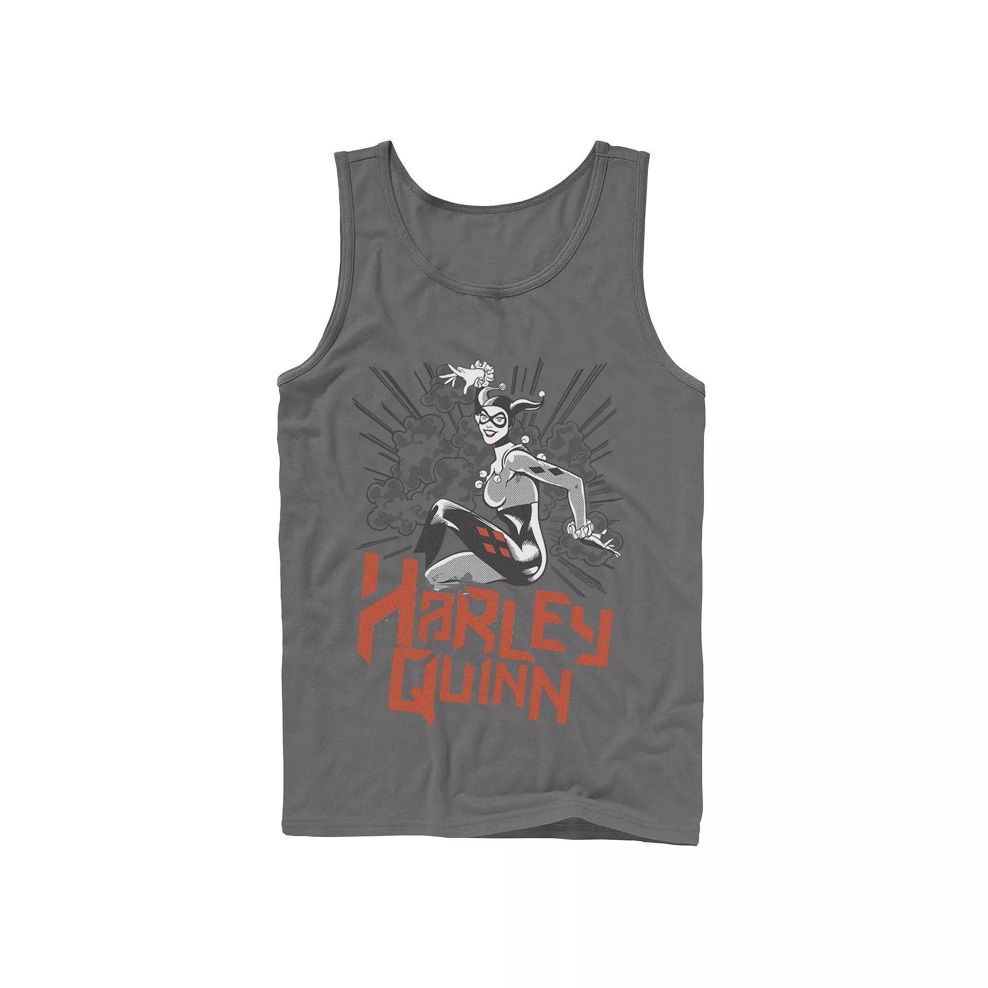 Men's DC Comics Harley Quinn Action Pose Tank Top, Size: Large, Athletic Grey Product Image
