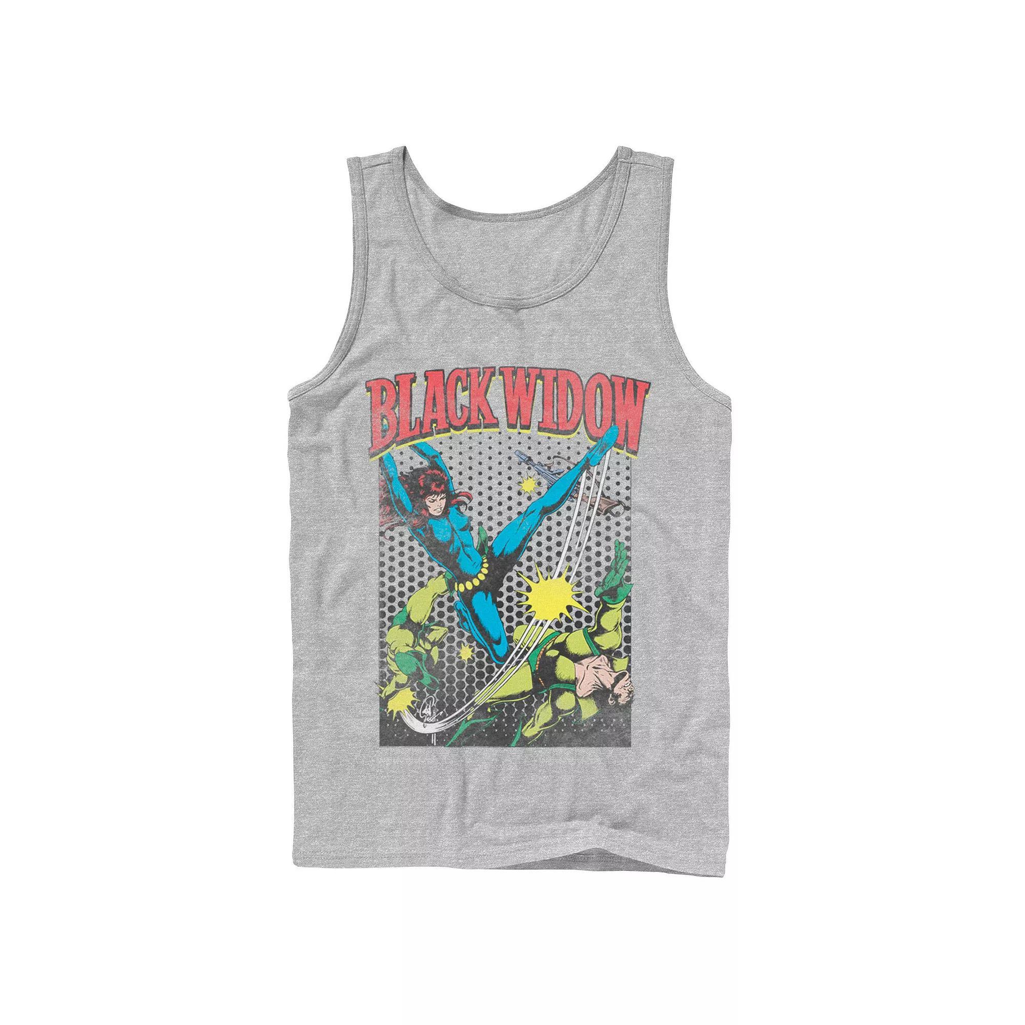 Mens Marvel Black Widow Classic Retro Comic Swing Tank Top Athletic Grey Product Image
