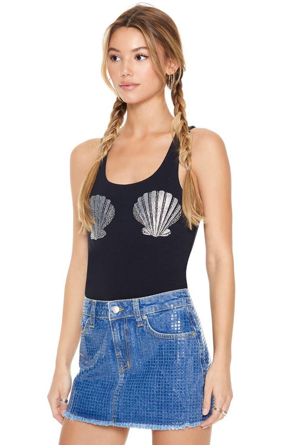 Rhinestone Seashell Bodysuit | Forever 21 Product Image