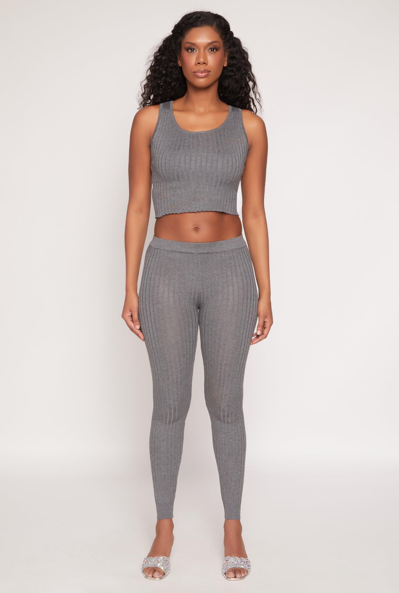 Womens Daisy Ribbed Knit High Waisted Leggings Product Image