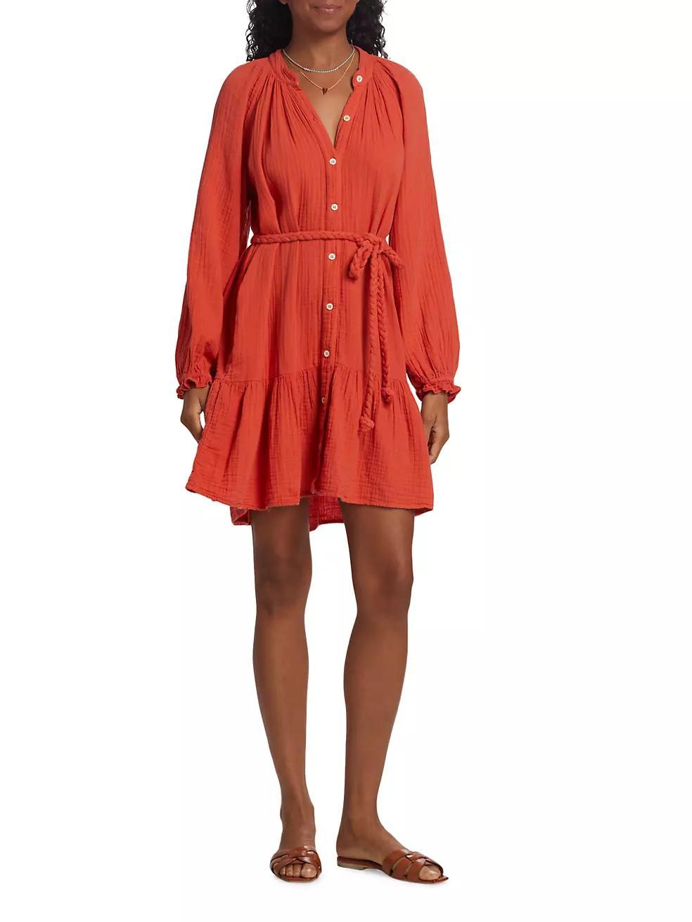 Rainey Belted Cotton Dress Product Image