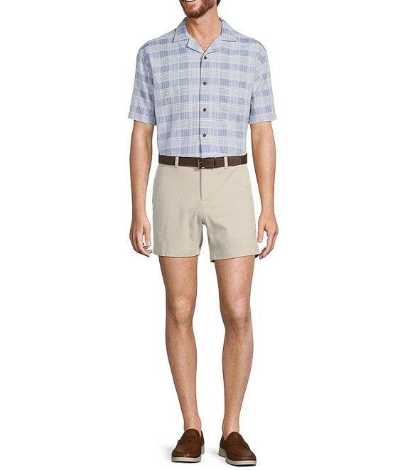 Roundtree & Yorke Short Sleeve Textured Plaid Sport Shirt Product Image